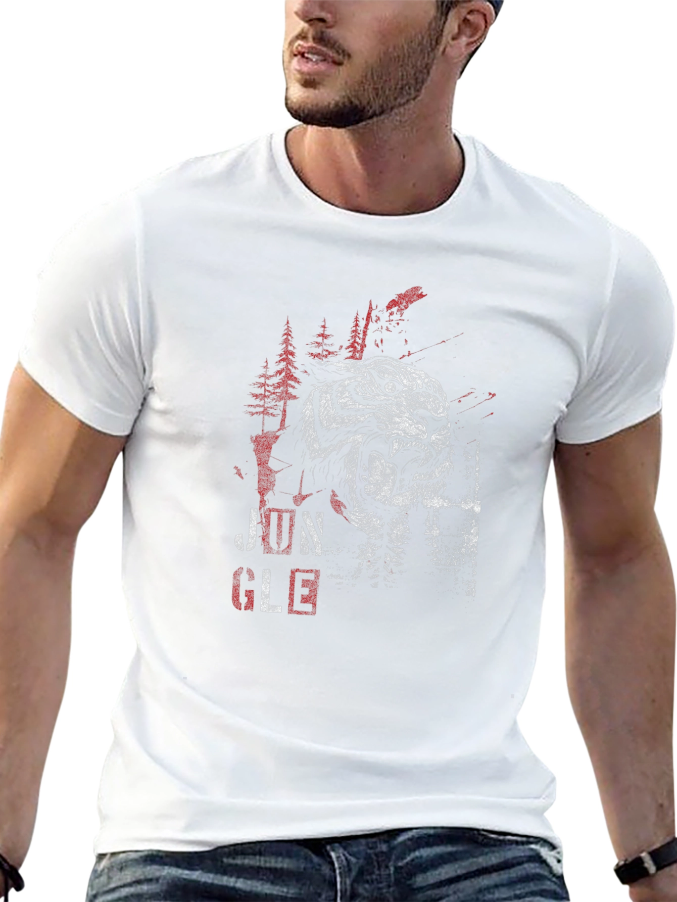 Jungle Tiger Graphic Print Black T-Shirt