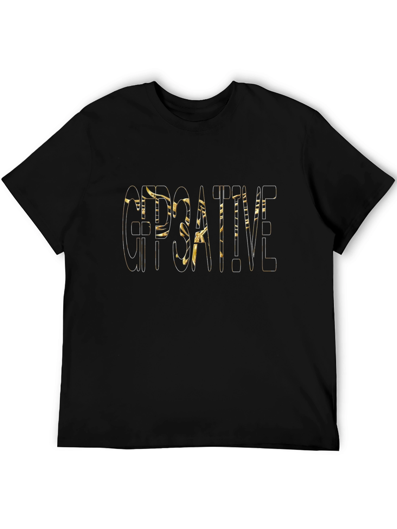 Creative Gold Text Black T-Shirt