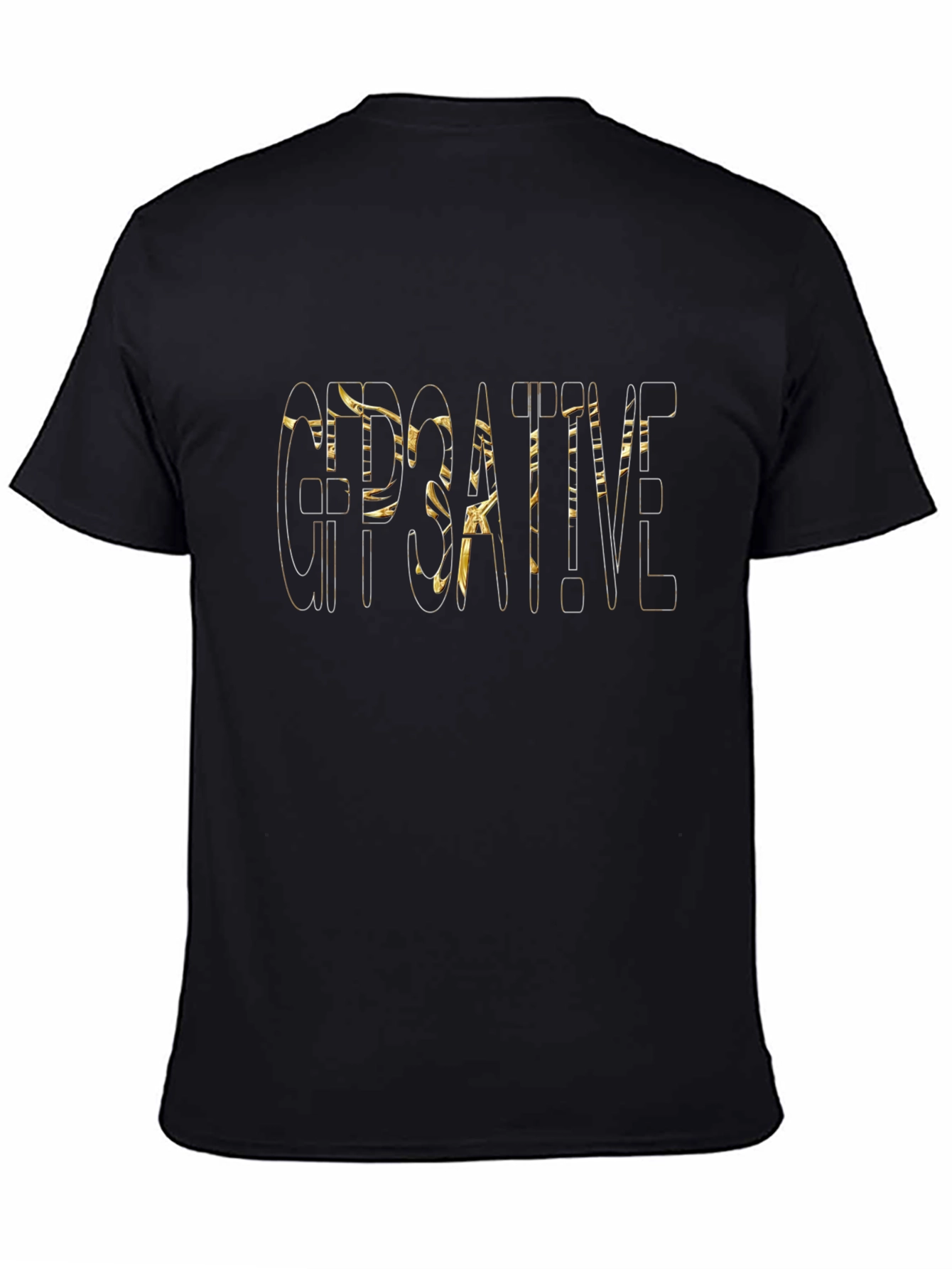 Creative Gold Text Black T-Shirt
