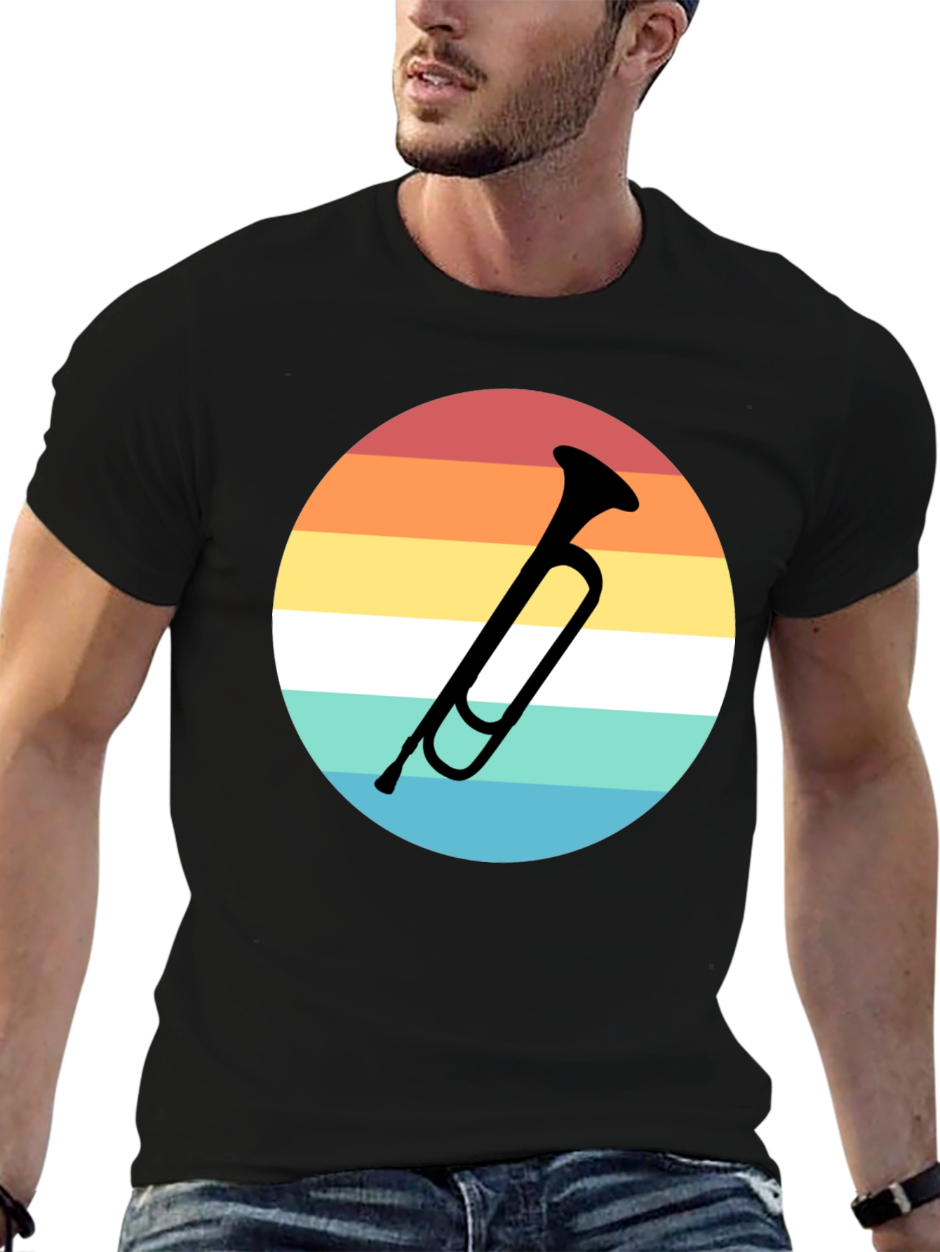 Retro Trumpet Graphic Tee - Musician Style Shirt