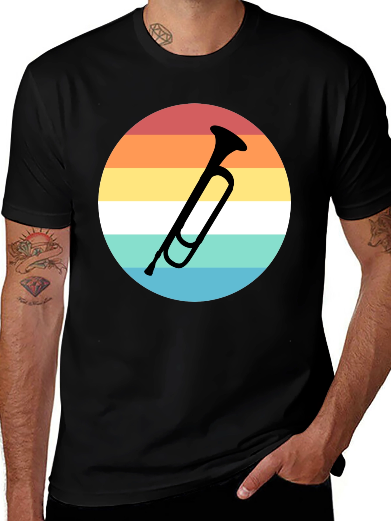Retro Trumpet Graphic Tee - Musician Style Shirt