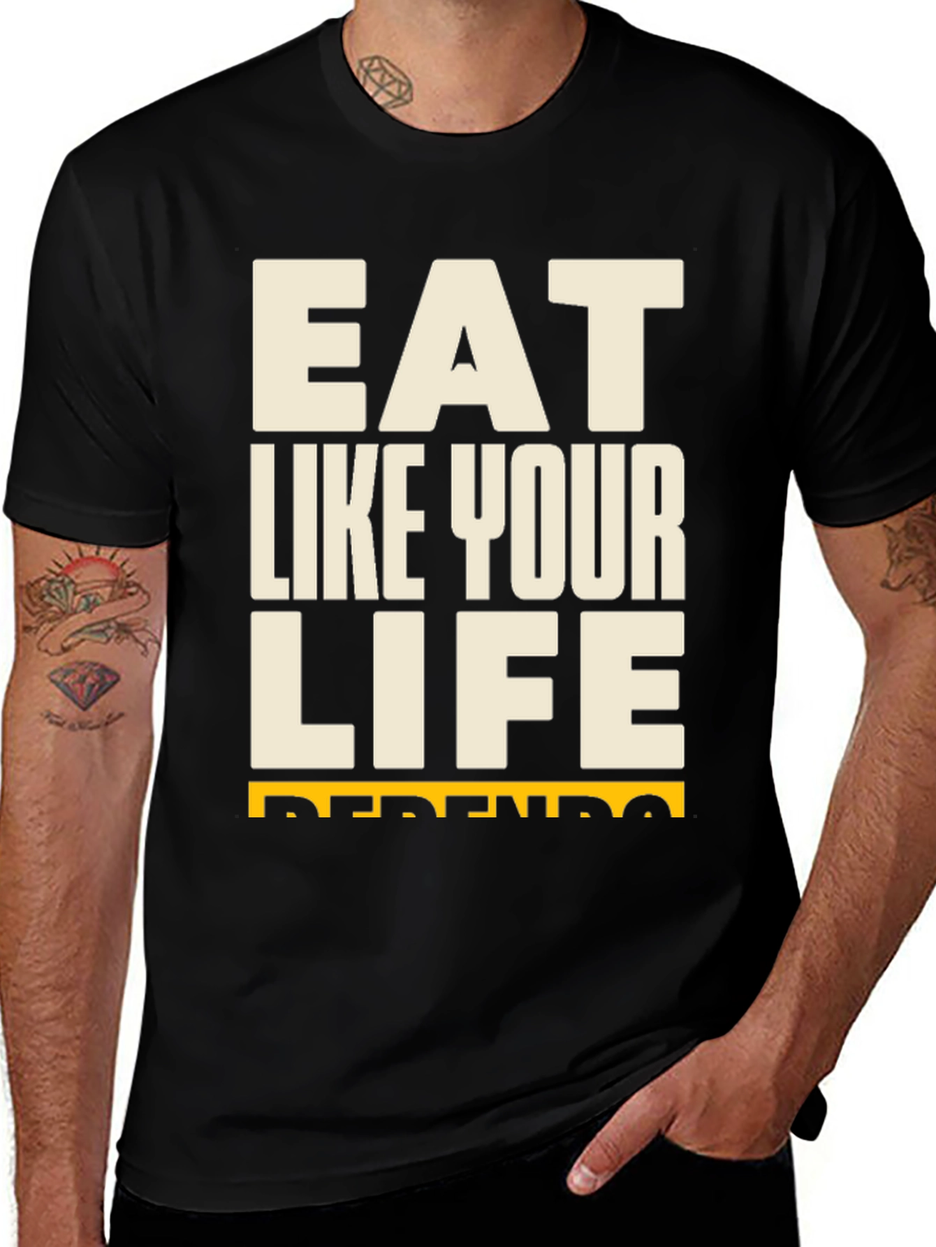 Eat Like Your Life Depends On It Black T-Shirt