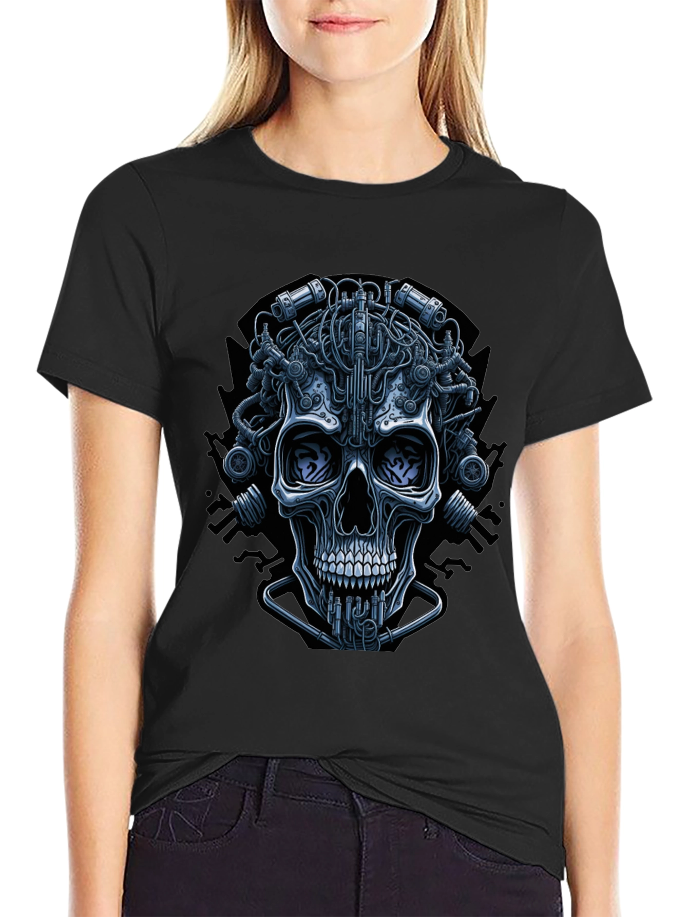 Cyberpunk Skull Graphic Tee - Edgy Streetwear