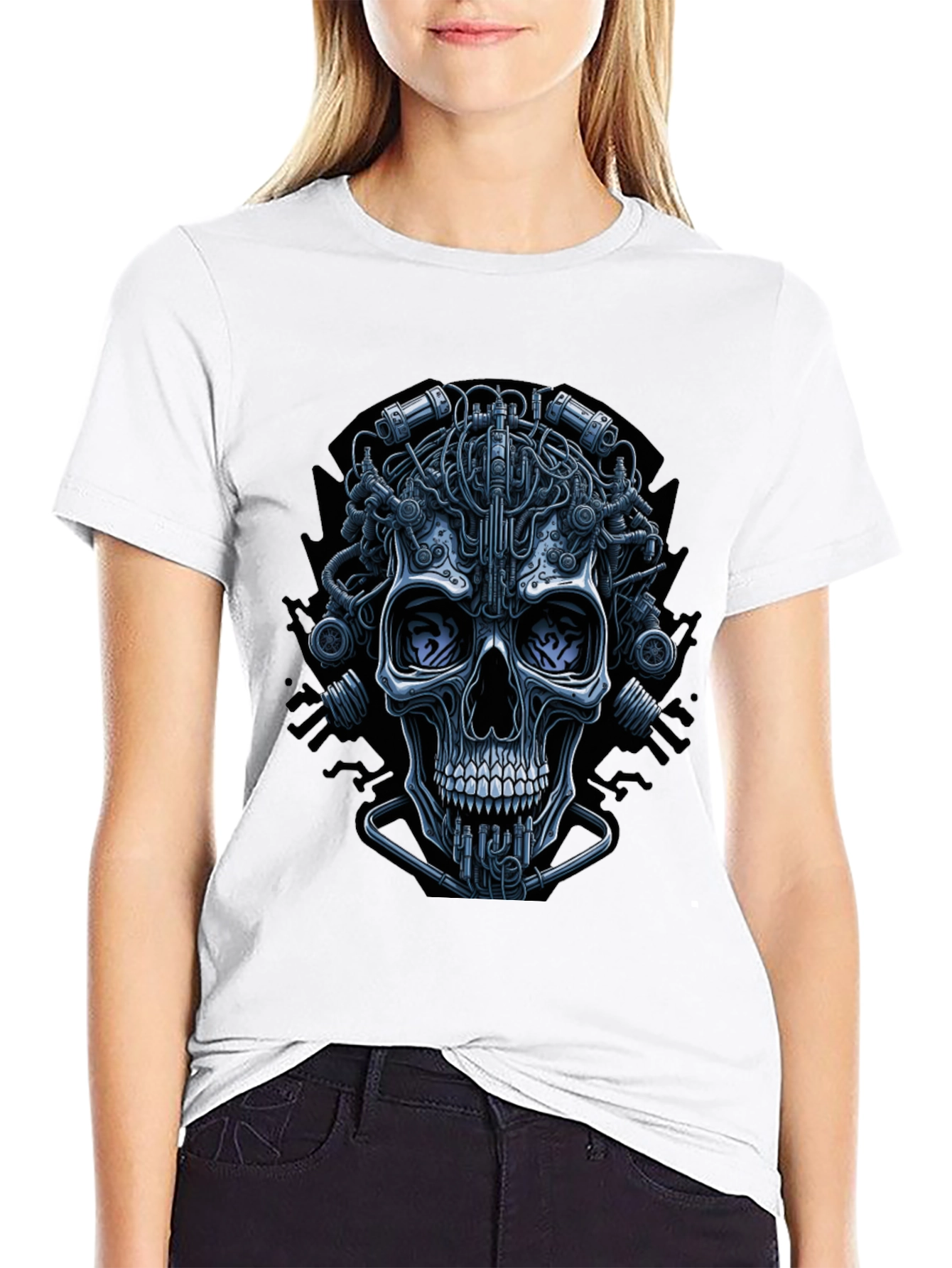 Cyberpunk Skull Graphic Tee - Edgy Streetwear