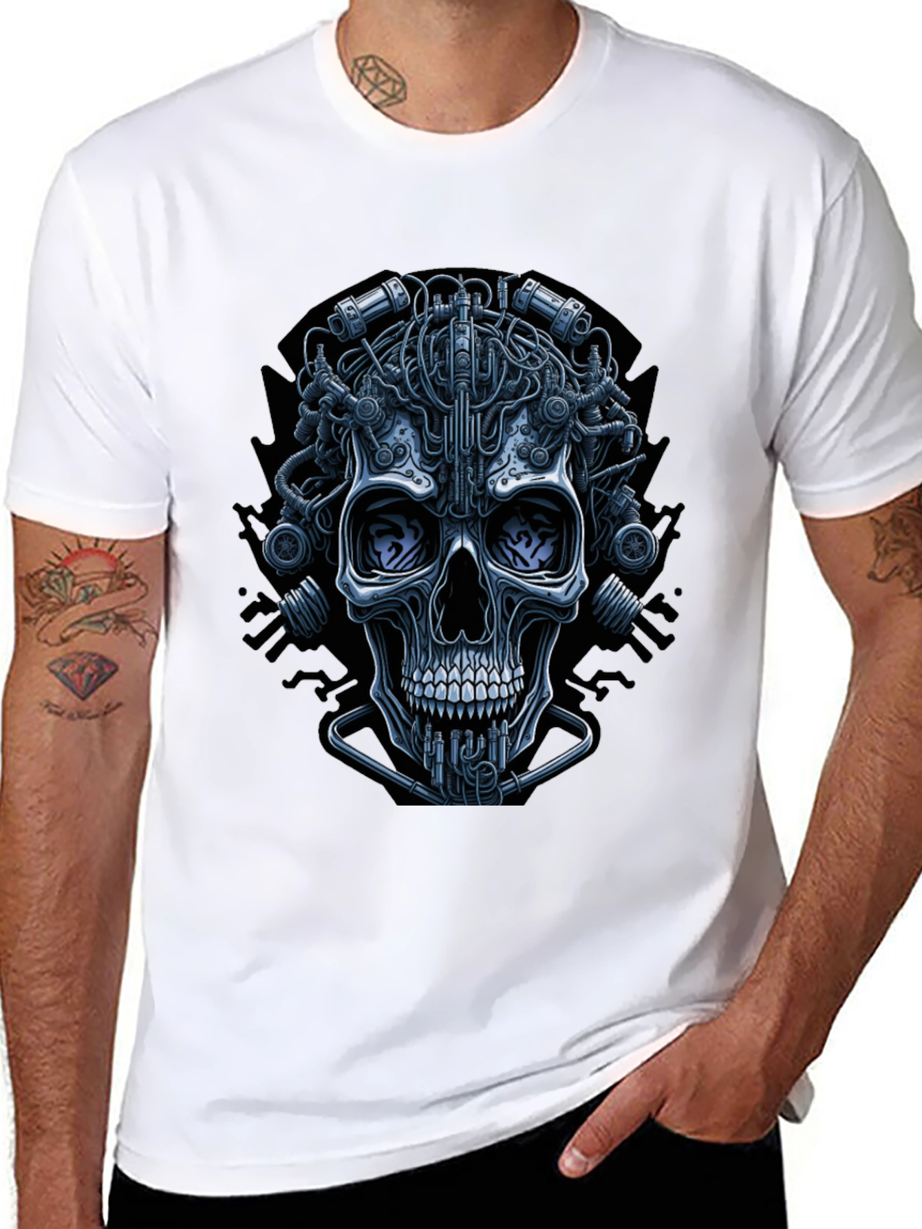 Cyberpunk Skull Graphic Tee - Edgy Streetwear