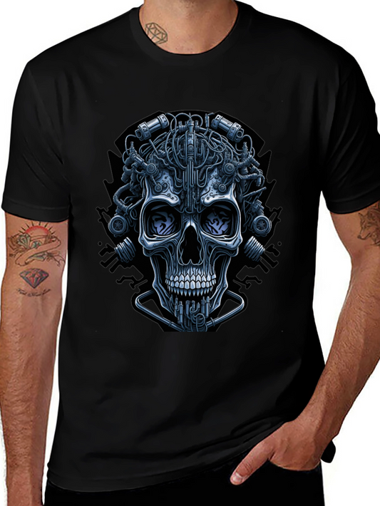 Cyberpunk Skull Graphic Tee - Edgy Streetwear