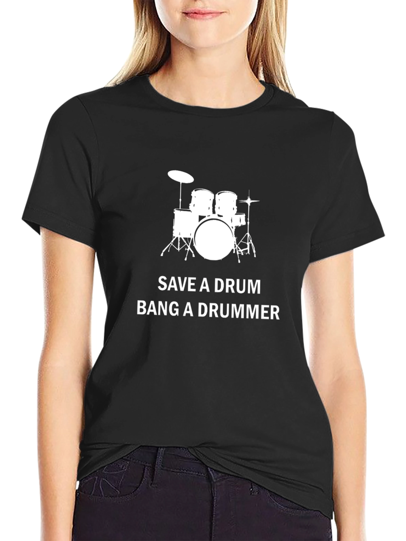 Save a Drum Bang a Drummer Black T-Shirt