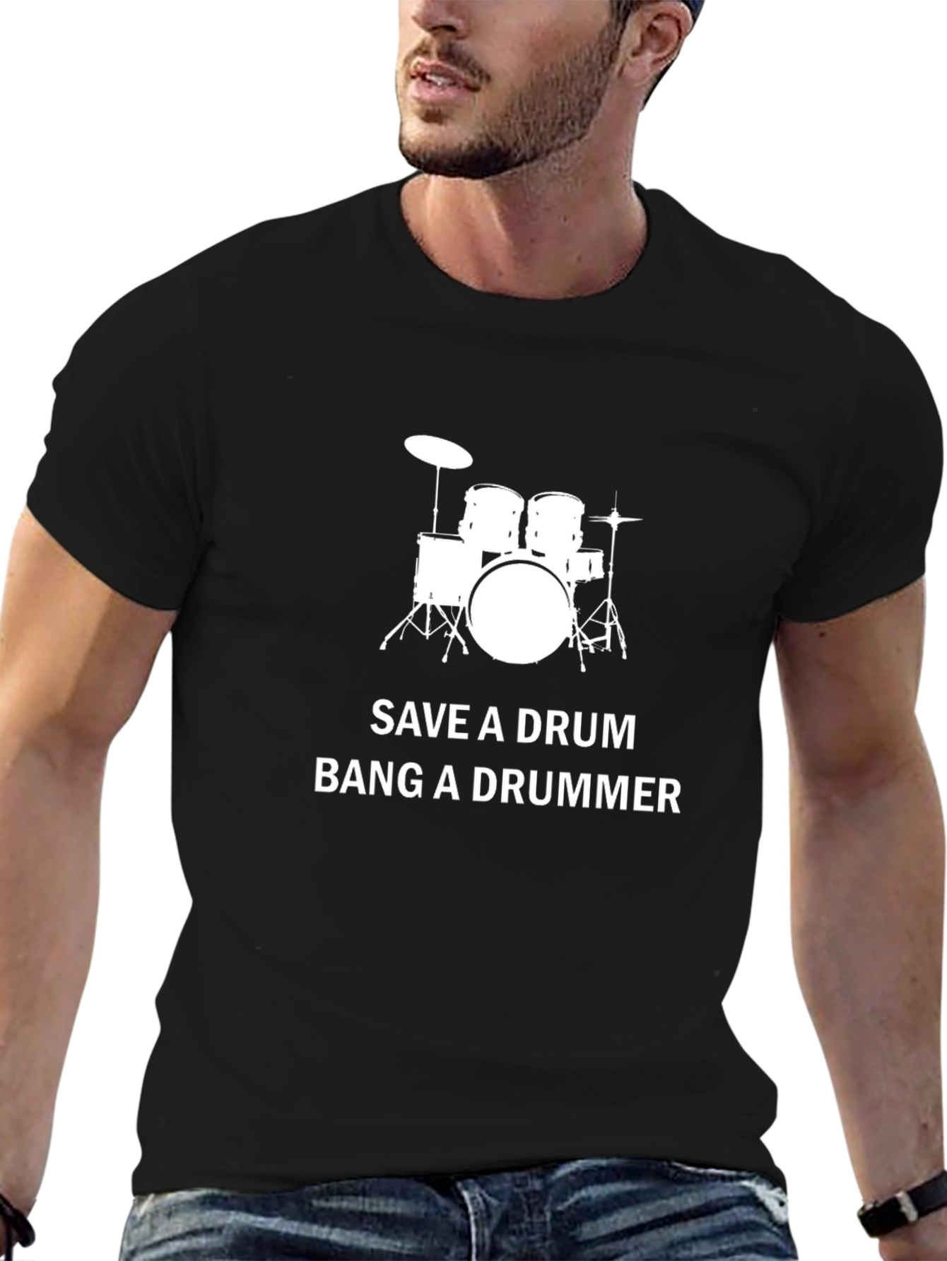 Save a Drum Bang a Drummer Black T-Shirt