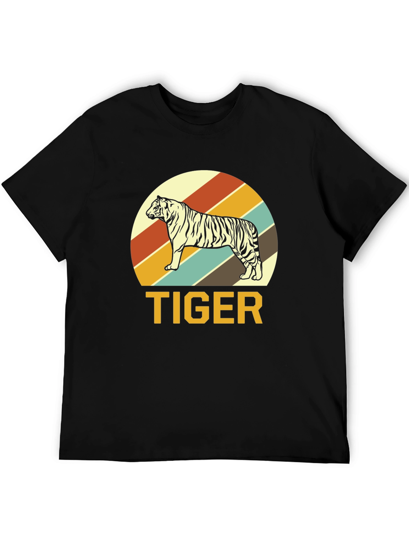Retro Tiger Graphic Tee - Black Cotton T-Shirt