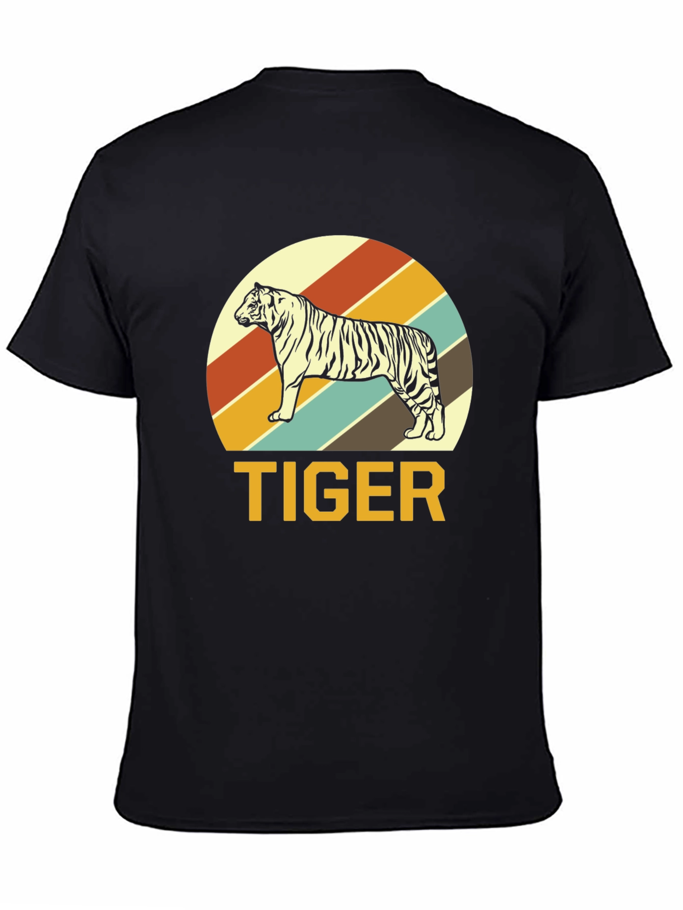 Retro Tiger Graphic Tee - Black Cotton T-Shirt