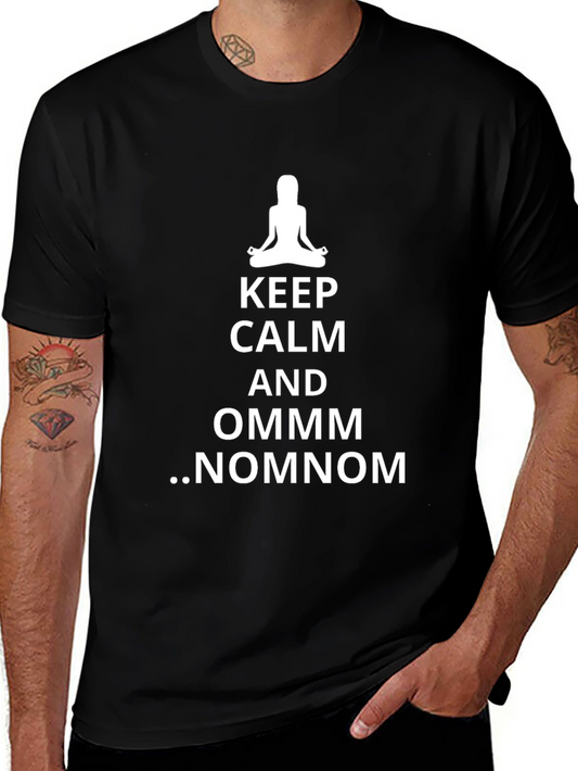 Keep Calm Ommm Nomnom Yoga Meditation Black T-Shirt
