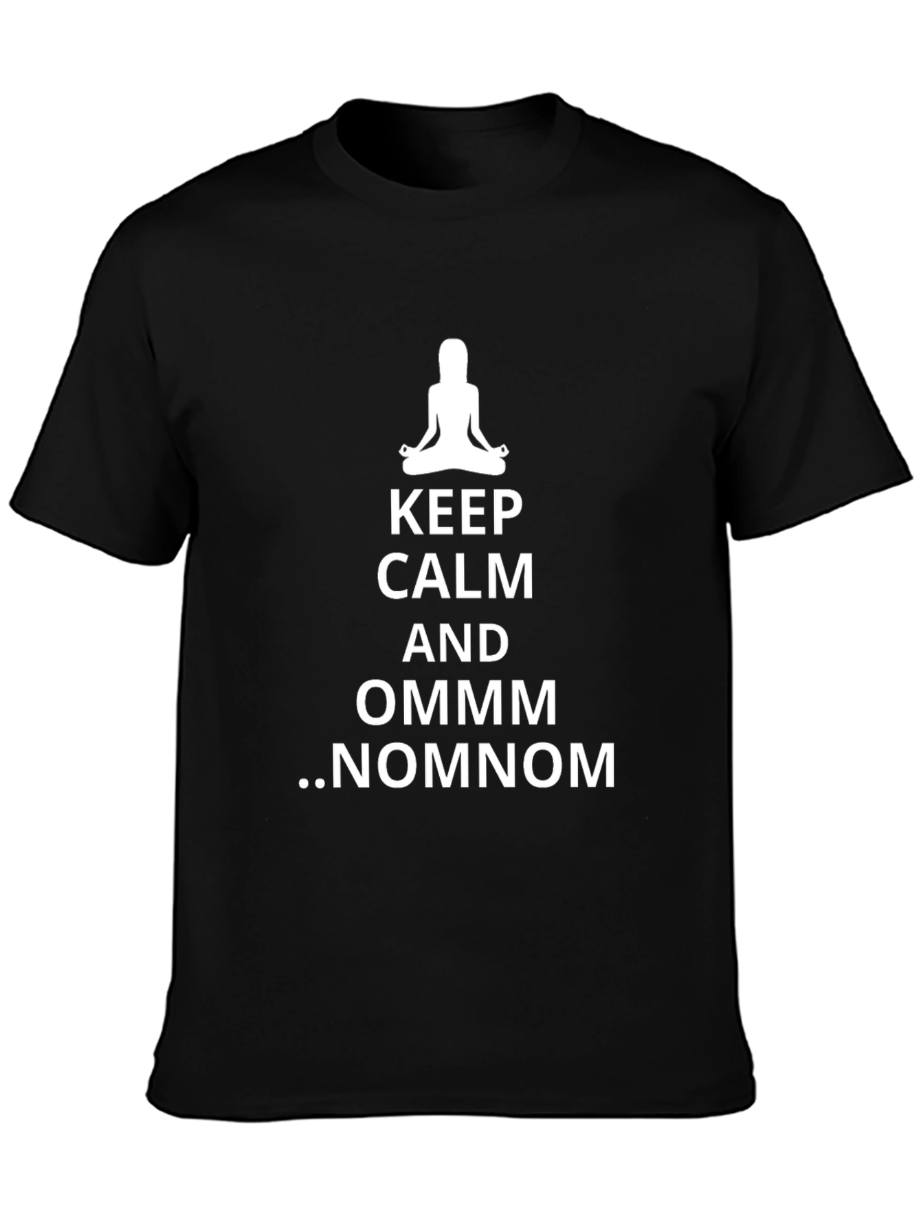 Keep Calm Ommm Nomnom Yoga Meditation Black T-Shirt