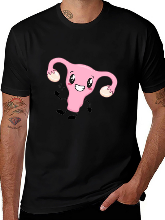 Funny Uterus Tee - Black Cotton Graphic T-Shirt