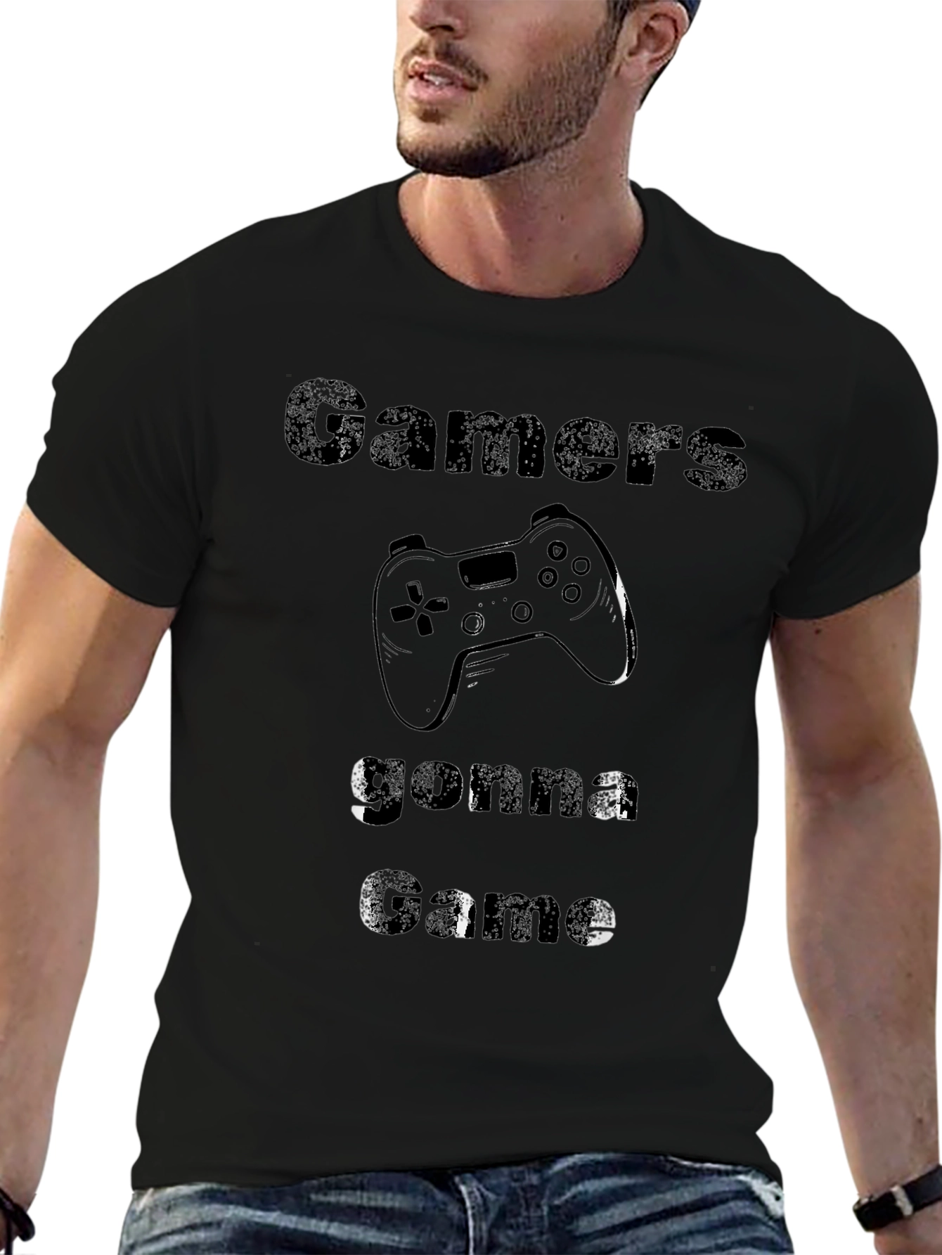 Gamers Gonna Game Graphic Tee - Black Cotton T-Shirt