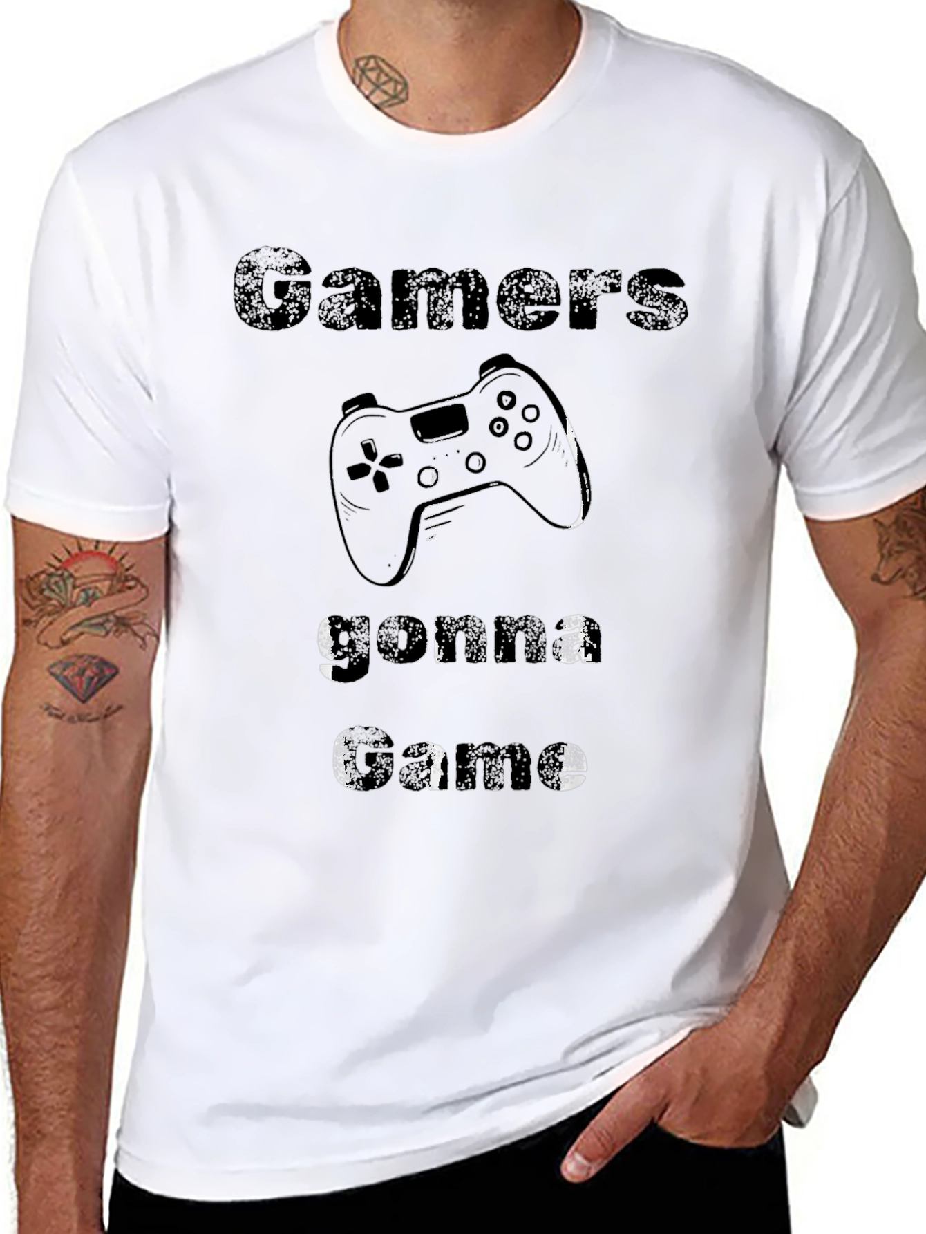 Gamers Gonna Game Graphic Tee - Black Cotton T-Shirt