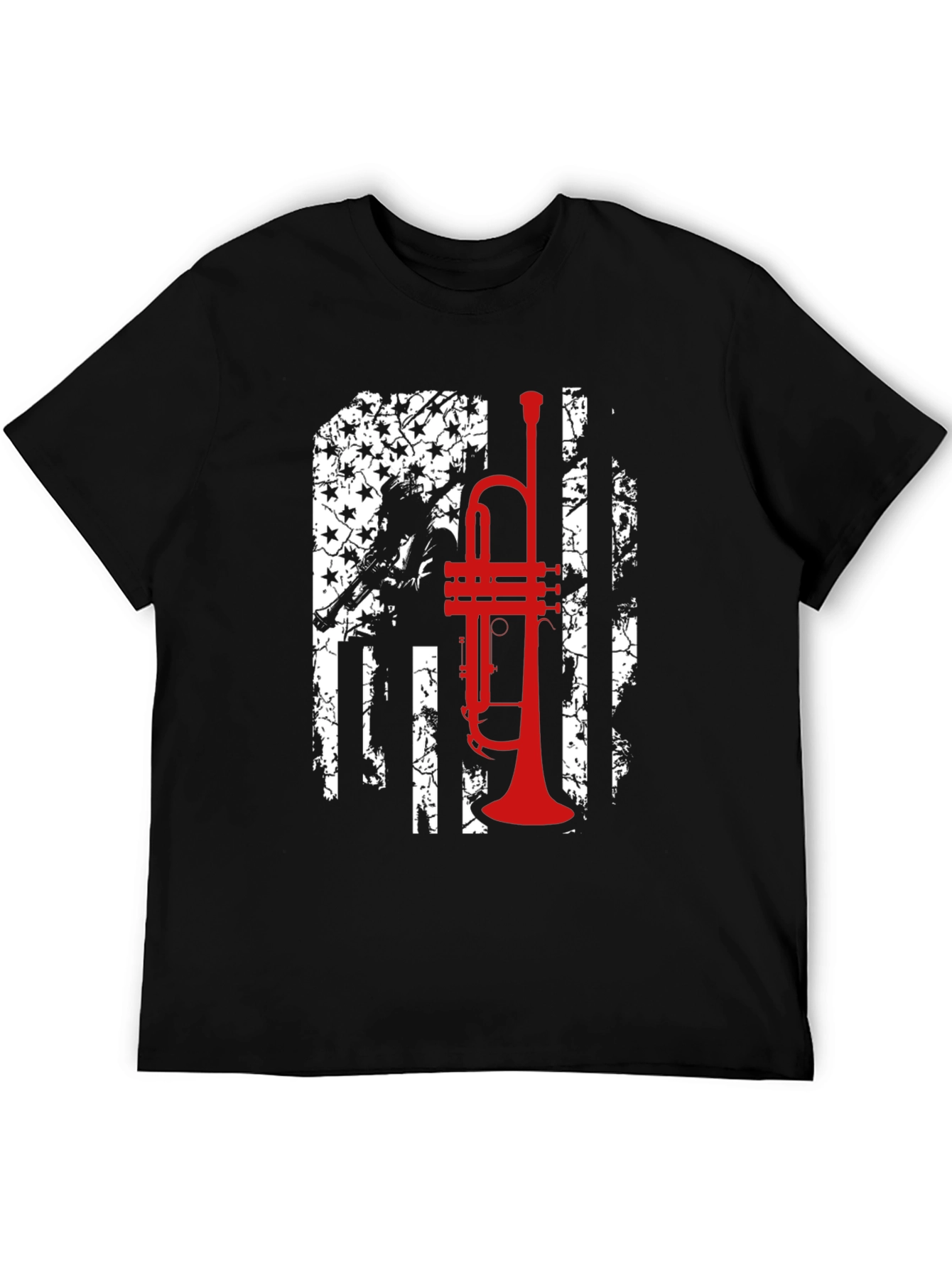 Trumpet American Flag Graphic T-Shirt