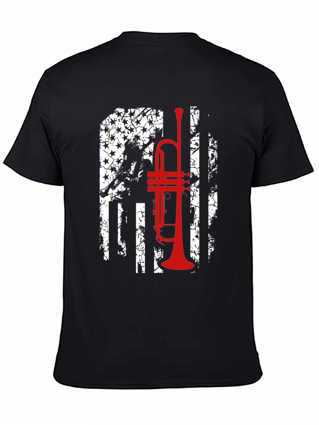 Trumpet American Flag Graphic T-Shirt