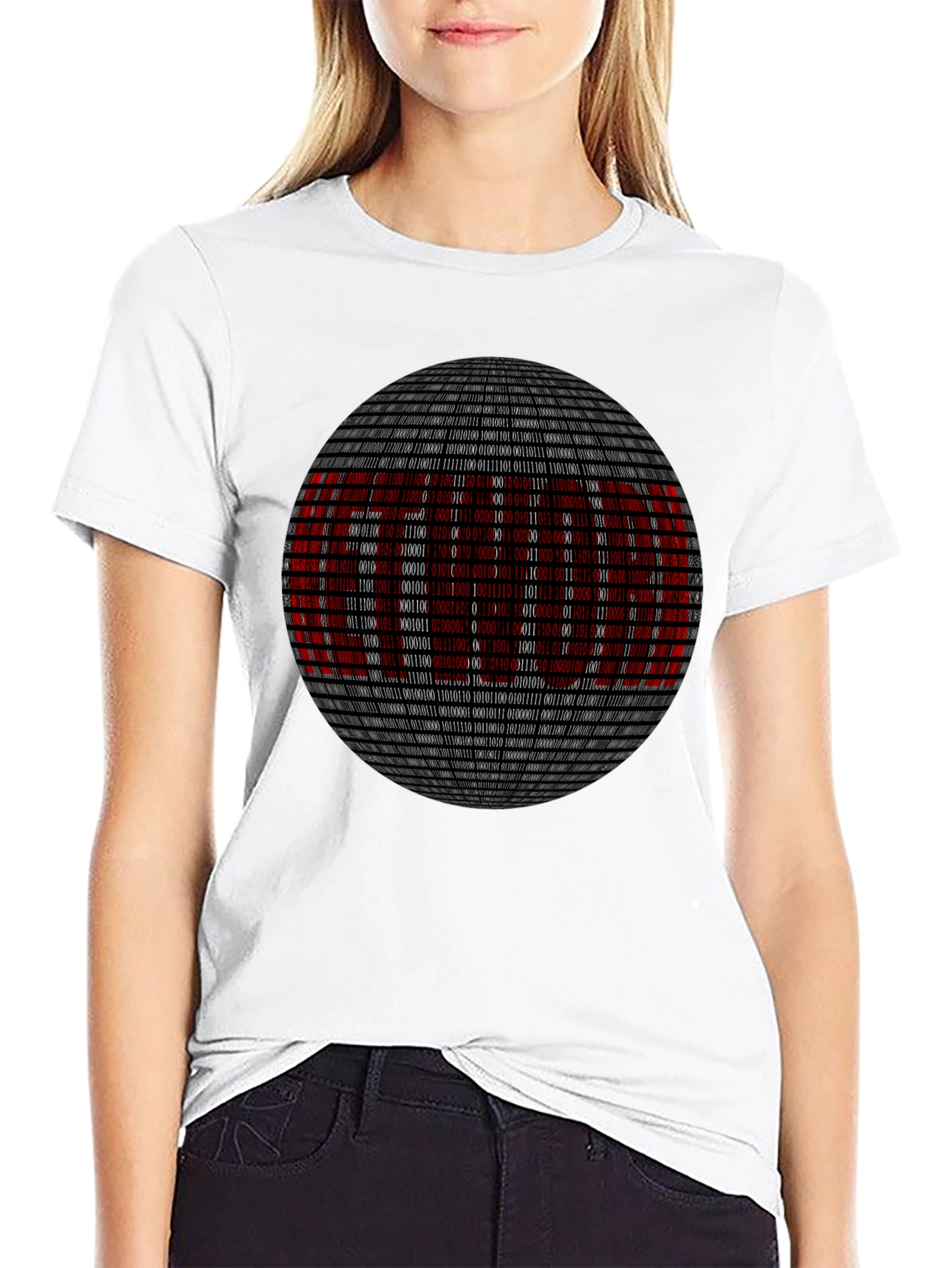 Binary Code Sphere Graphic Tee - Geek Chic