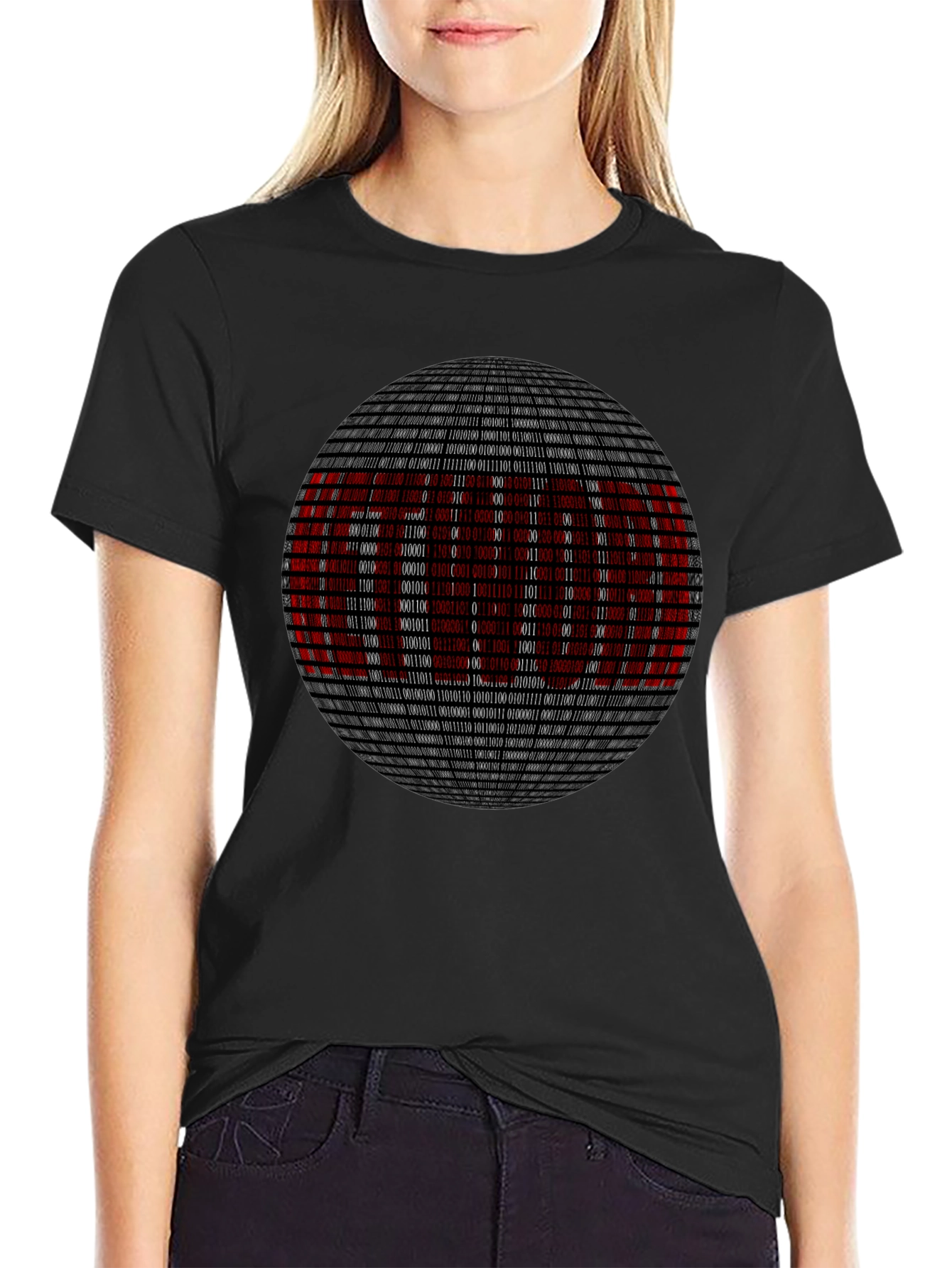 Binary Code Sphere Graphic Tee - Geek Chic