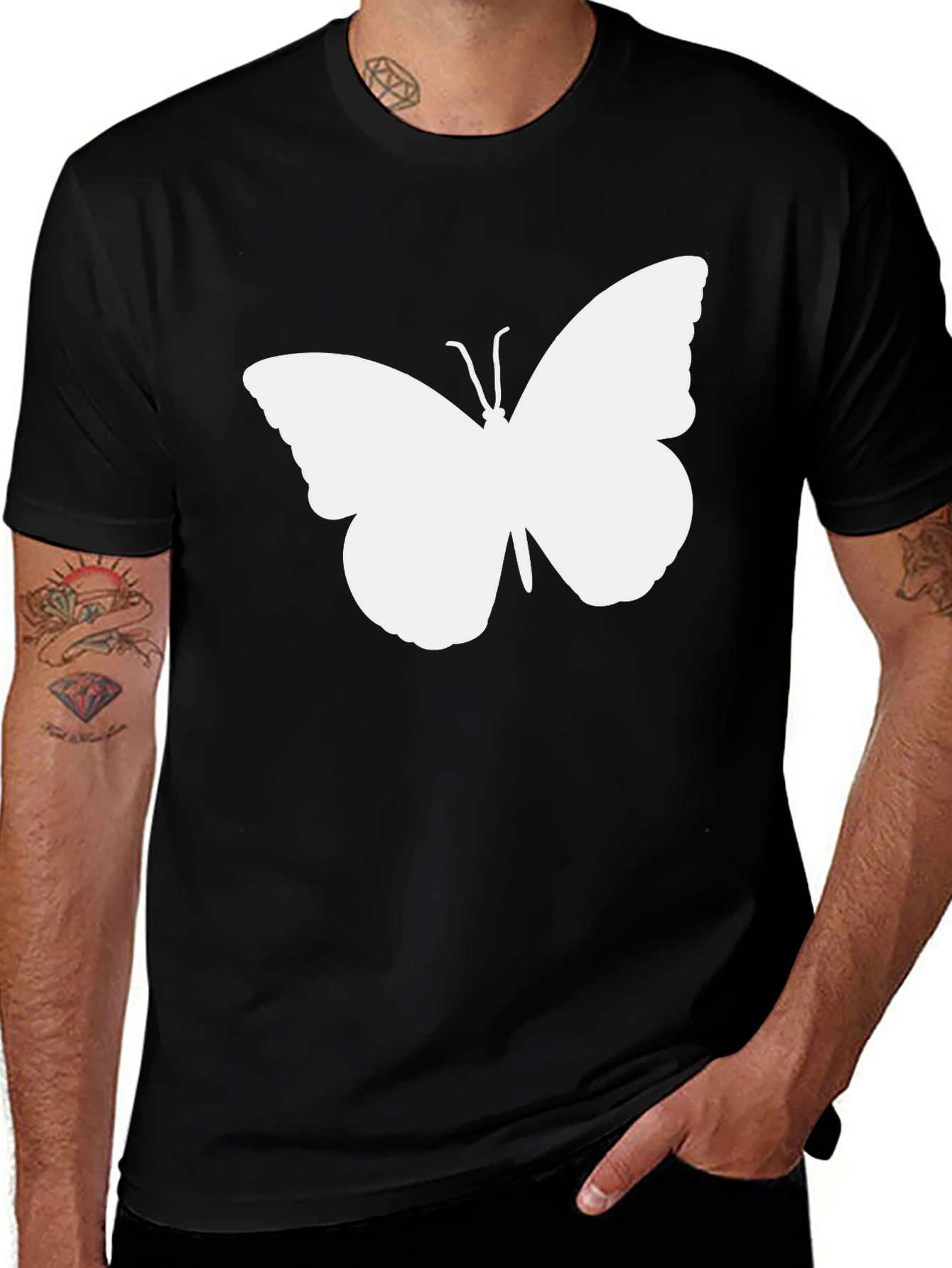 Butterfly Graphic Tee - Mens Black T-Shirt