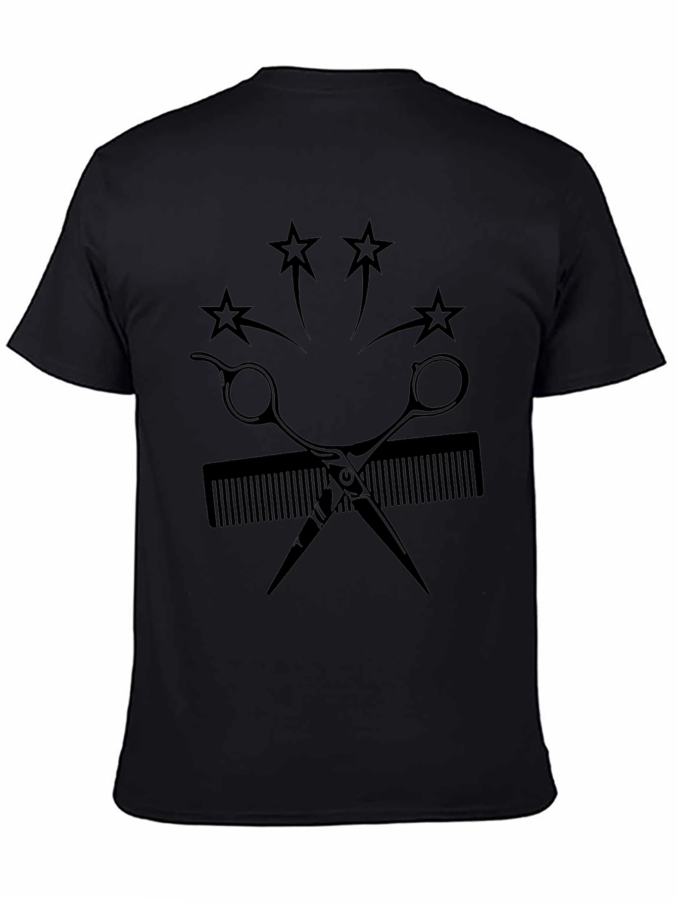 Barber Scissors & Comb Graphic Tee - Black