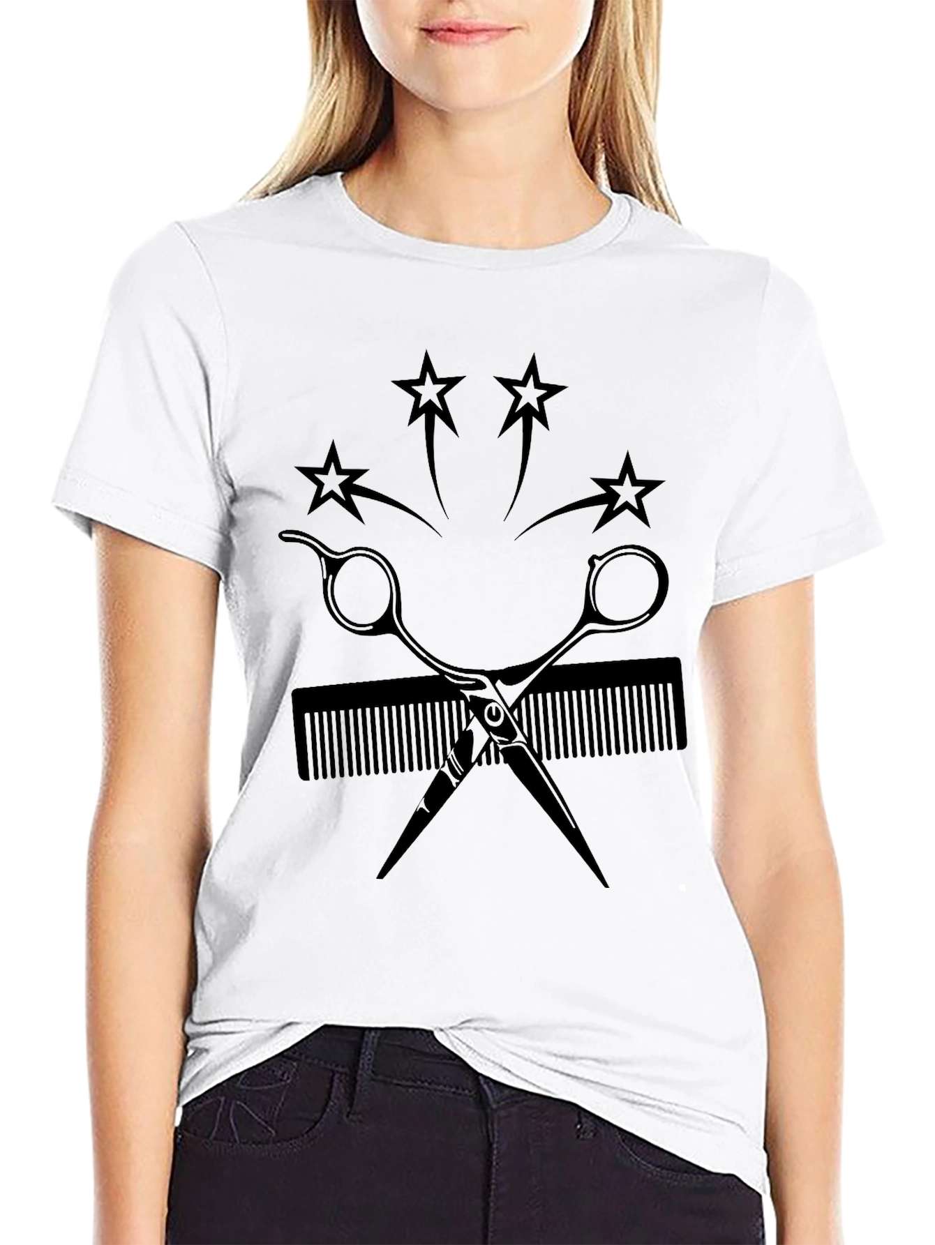 Barber Scissors & Comb Graphic Tee - Black