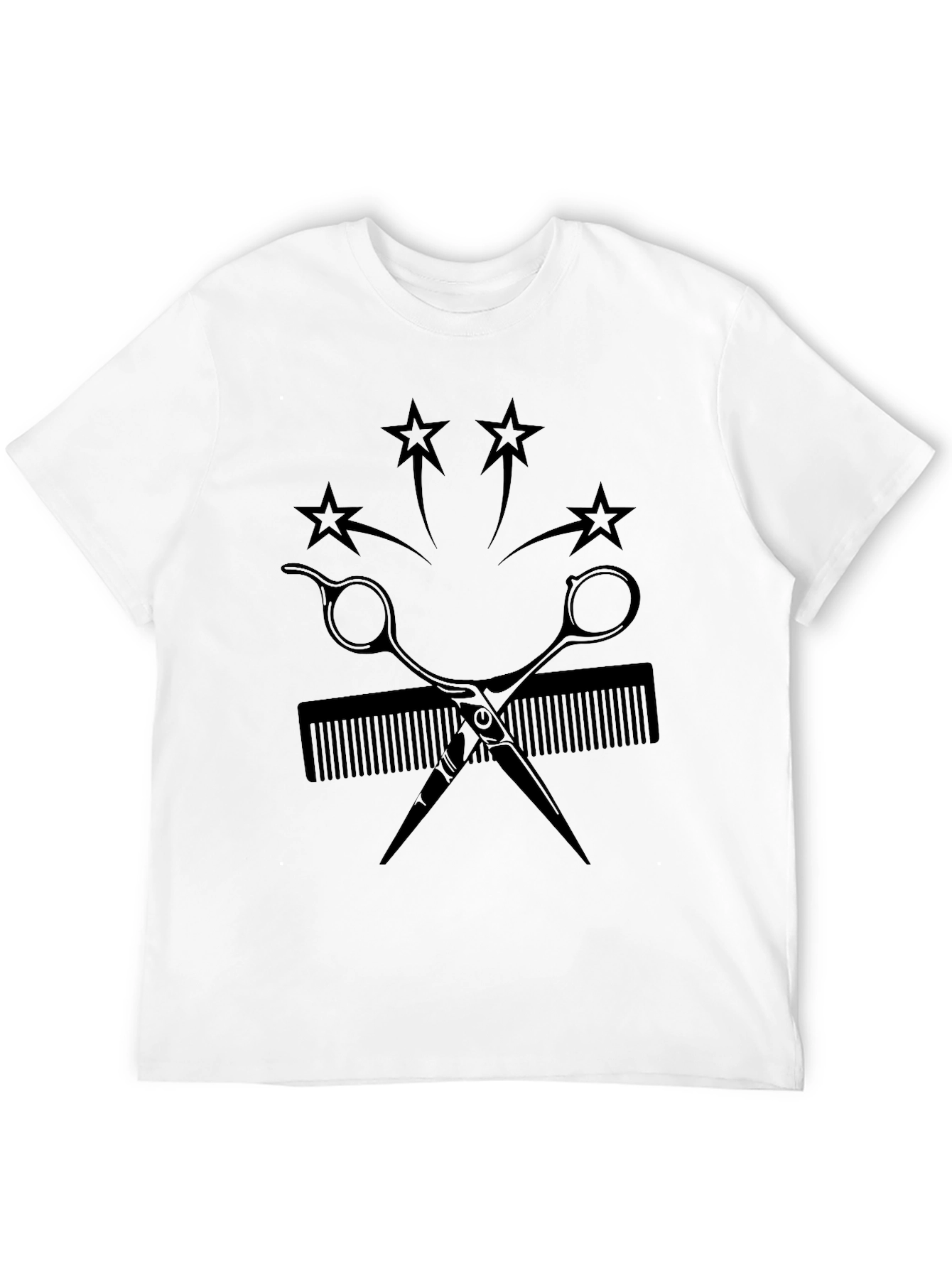 Barber Scissors & Comb Graphic Tee - Black