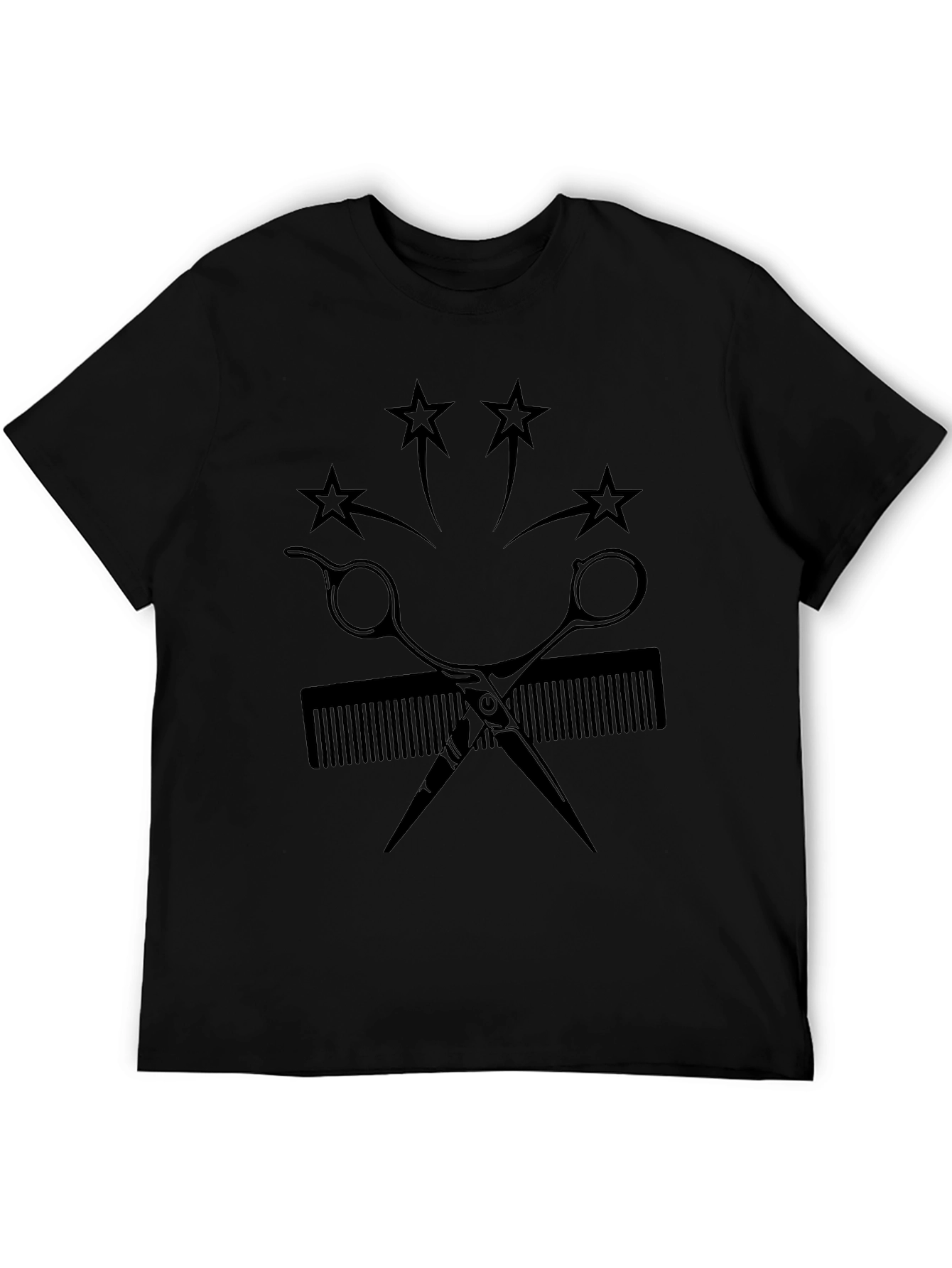Barber Scissors & Comb Graphic Tee - Black