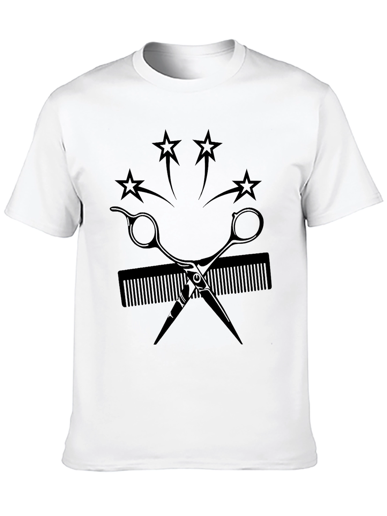 Barber Scissors & Comb Graphic Tee - Black
