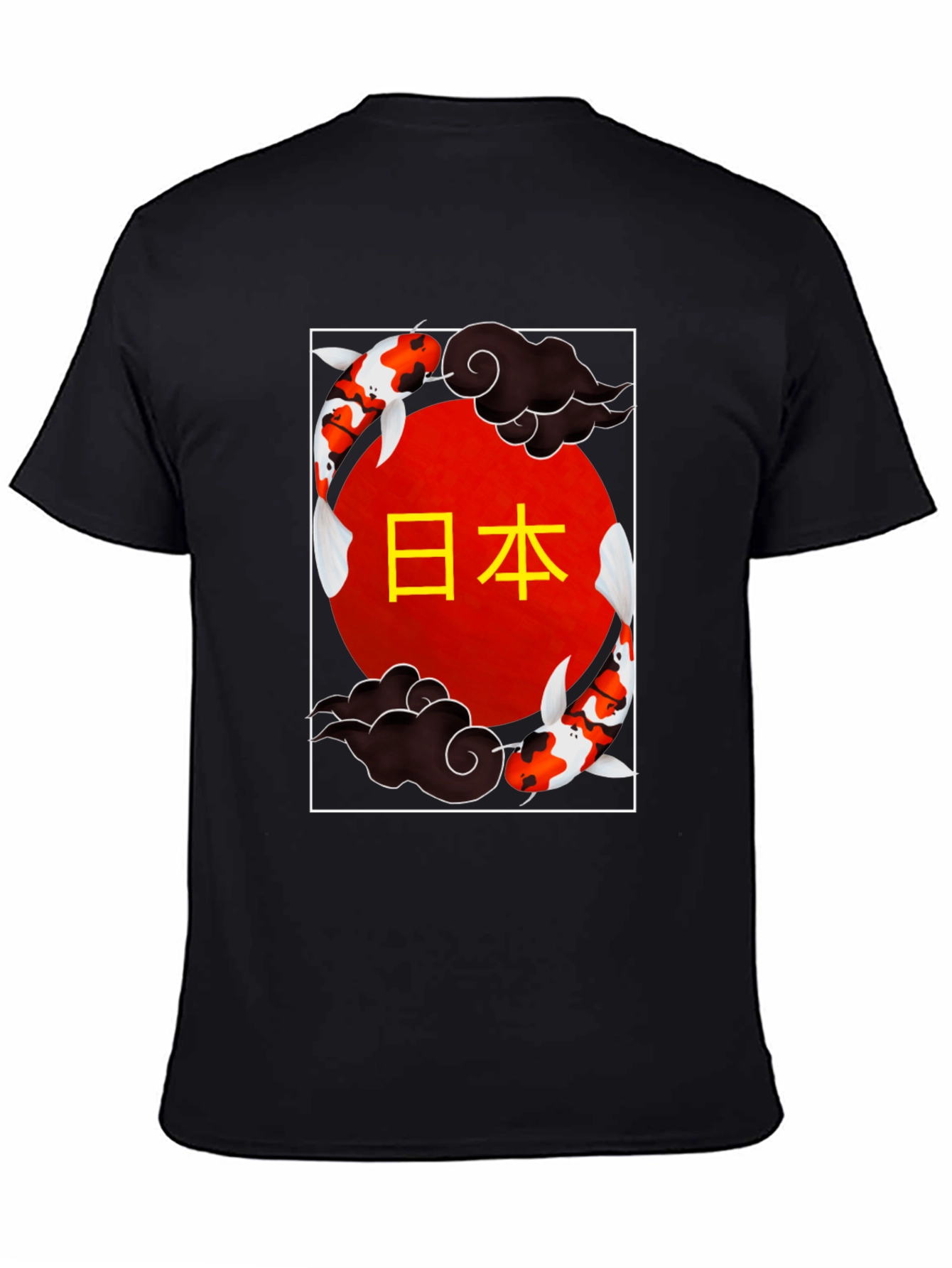 Koi Fish Japan T-Shirt Black Graphic Tee