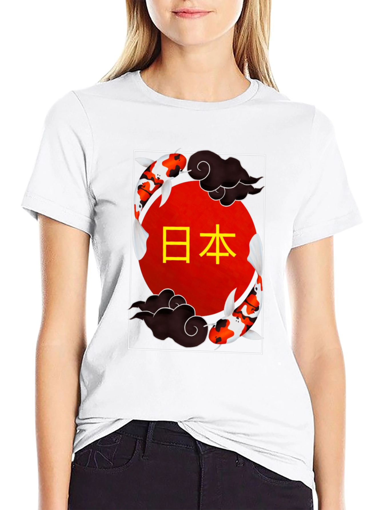 Koi Fish Japan T-Shirt Black Graphic Tee