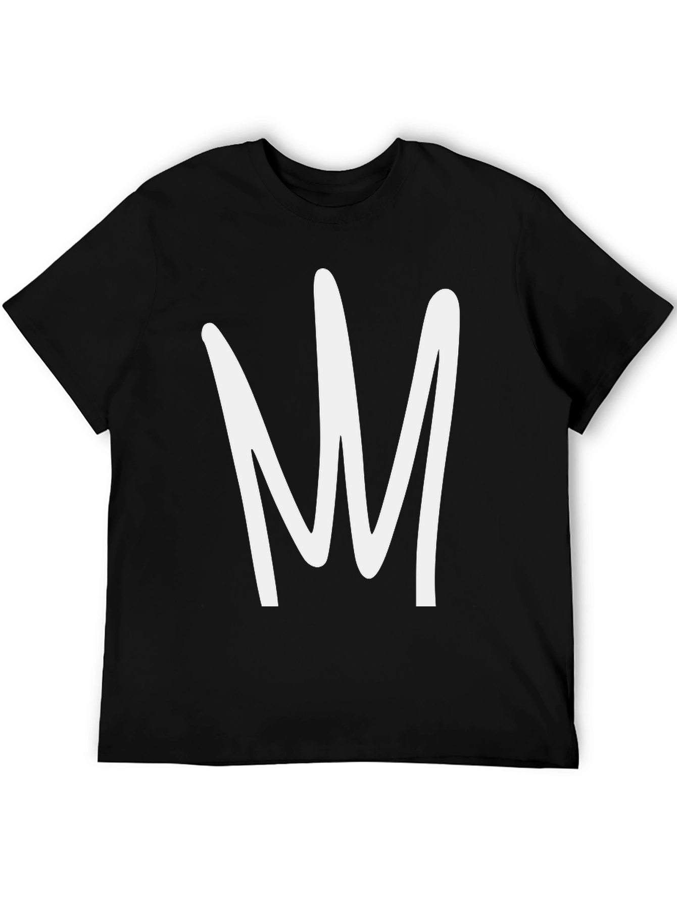 Abstract White Design Black T-Shirt