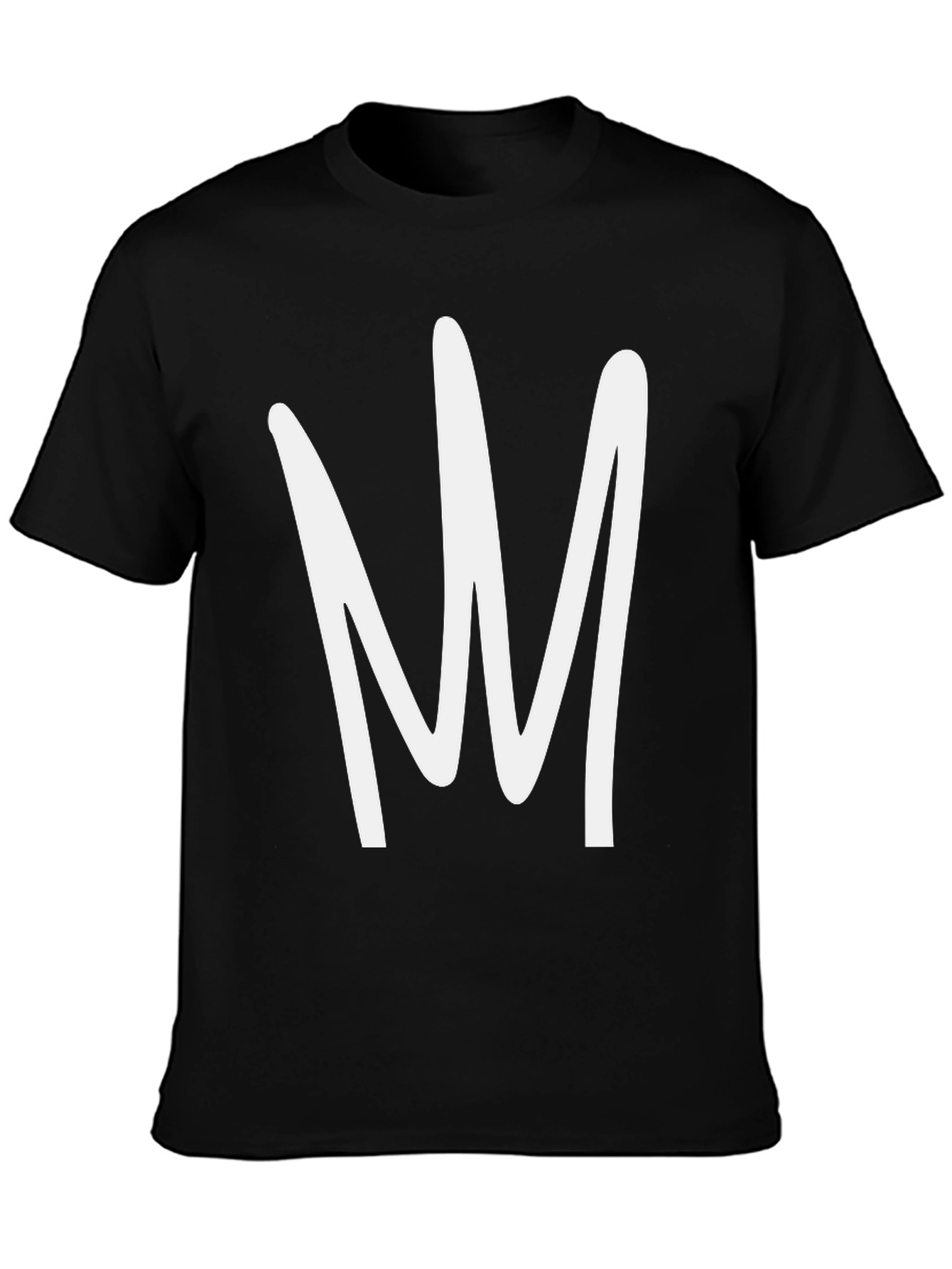 Abstract White Design Black T-Shirt