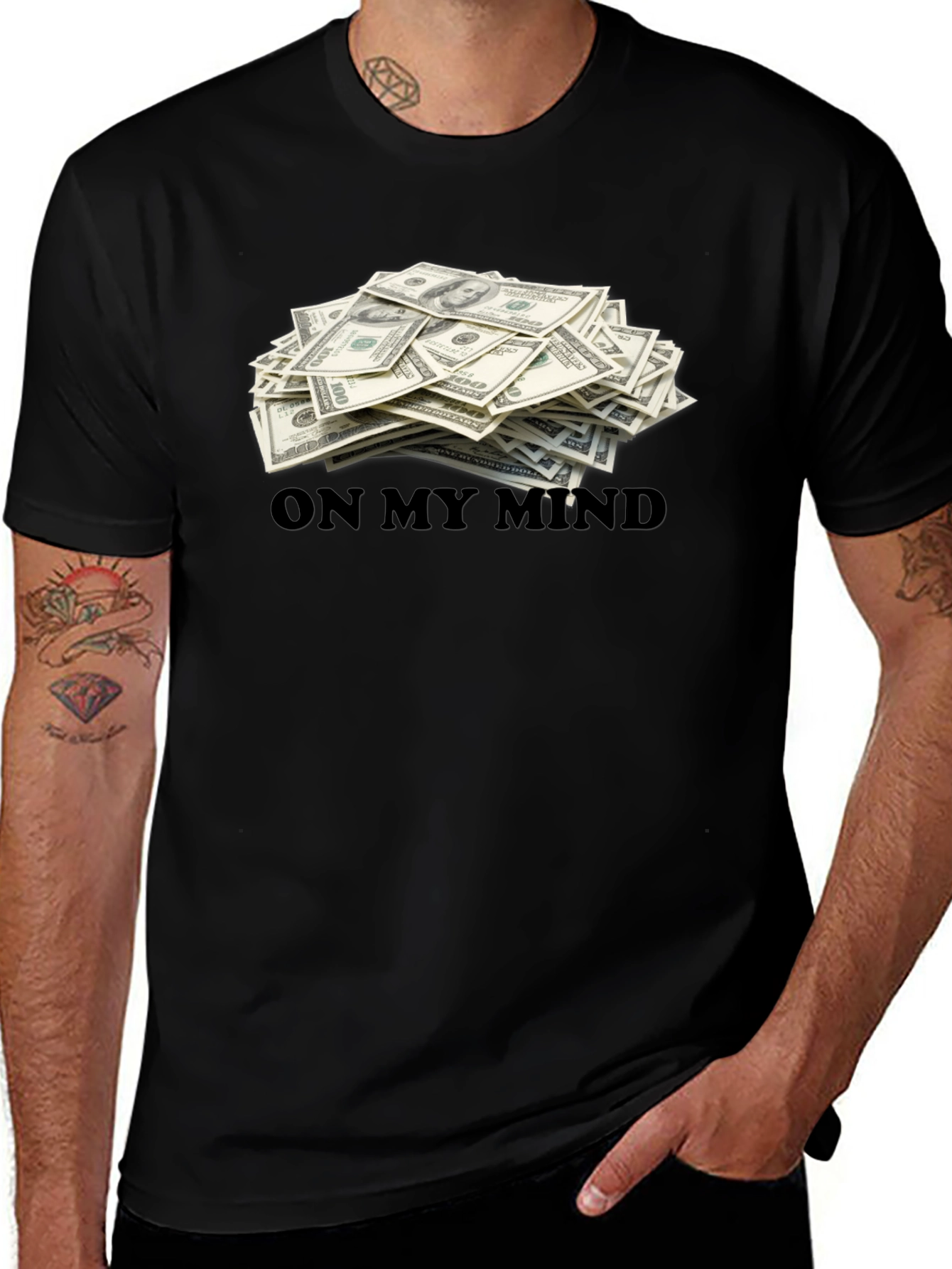 Money On My Mind Black T-Shirt