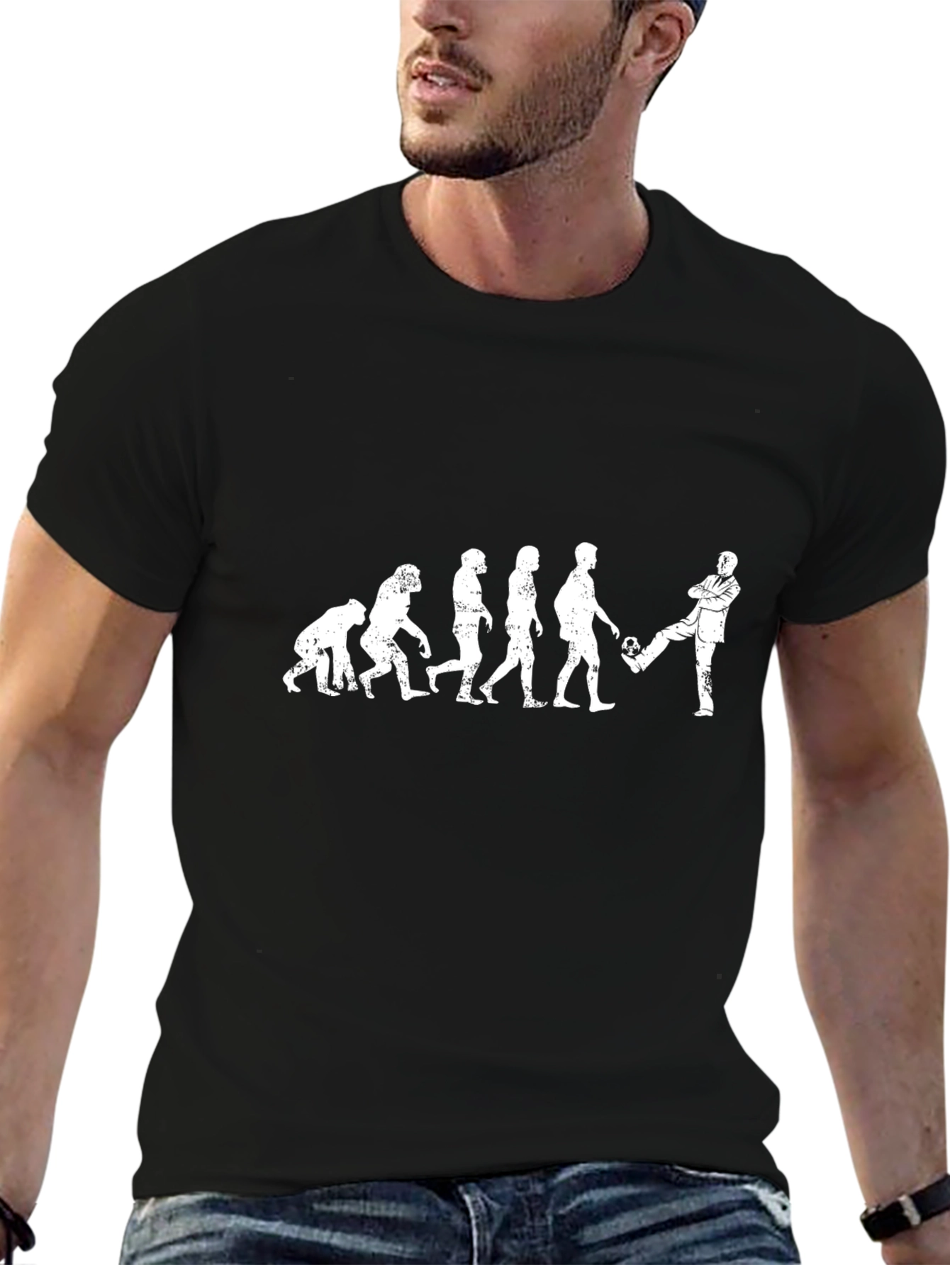 Evolution of Soccer T-Shirt: Black Cotton Blend
