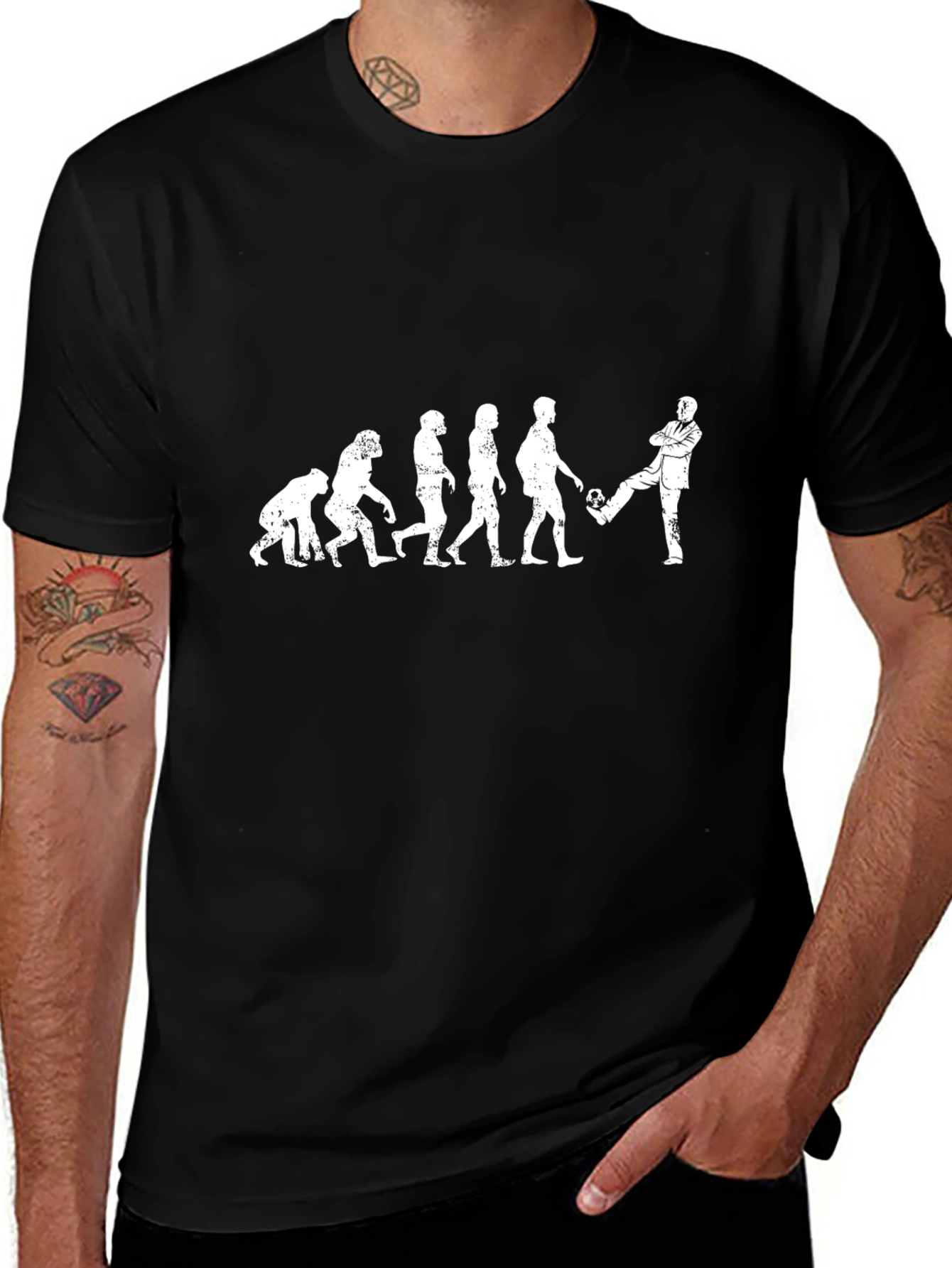 Evolution of Soccer T-Shirt: Black Cotton Blend