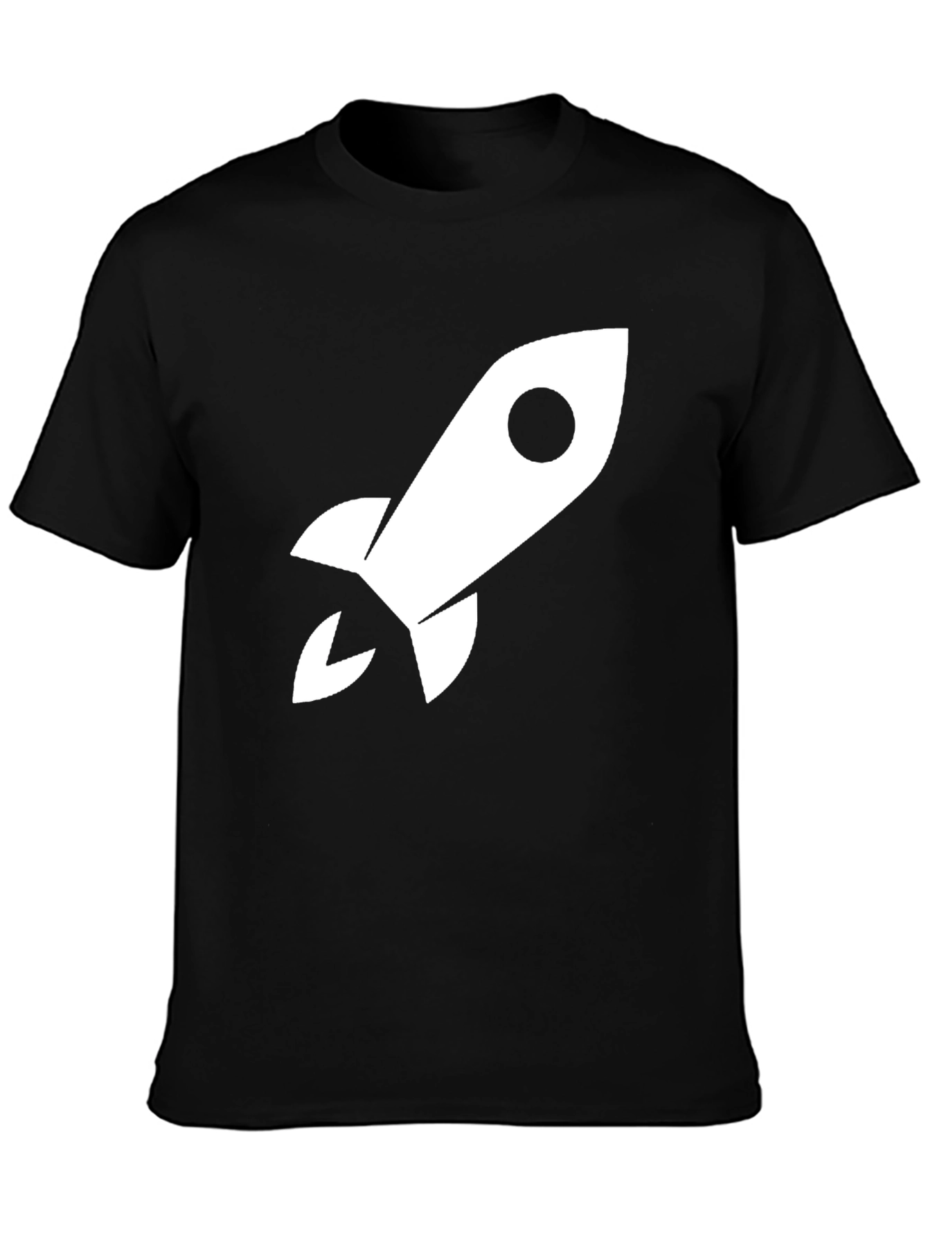 Rocket Ship Graphic Tee - Black Cotton T-Shirt
