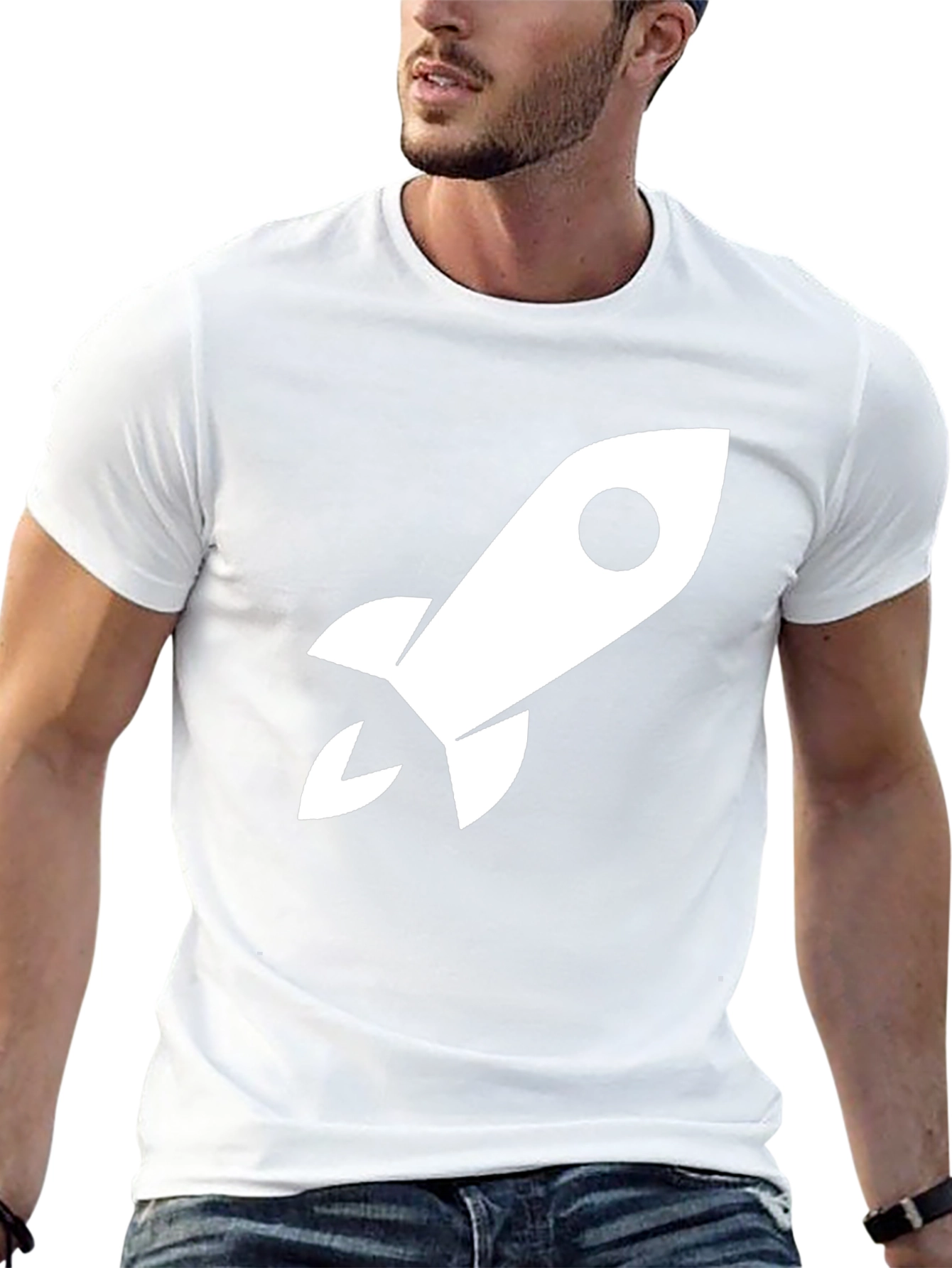 Rocket Ship Graphic Tee - Black Cotton T-Shirt