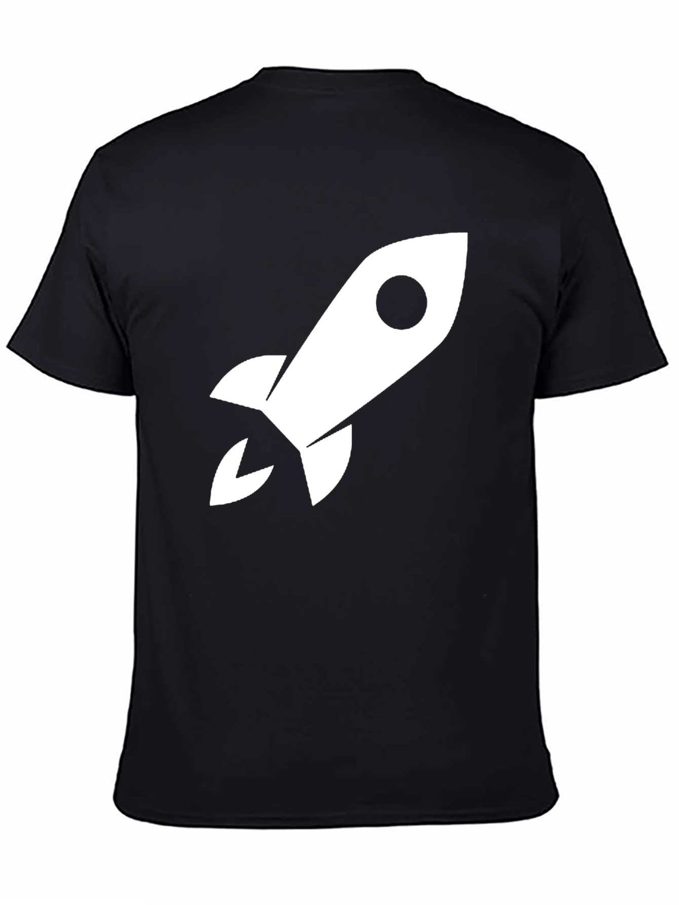 Rocket Ship Graphic Tee - Black Cotton T-Shirt
