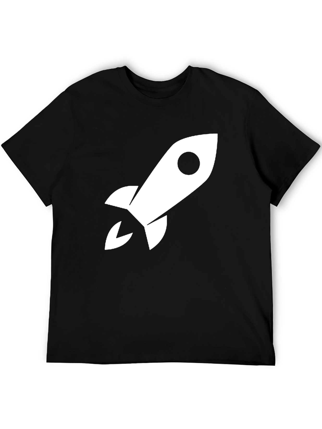 Rocket Ship Graphic Tee - Black Cotton T-Shirt