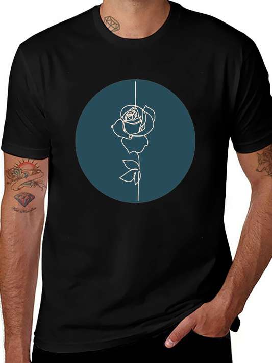 Minimalist Rose Line Art Tee - Stylish Casual Wear
