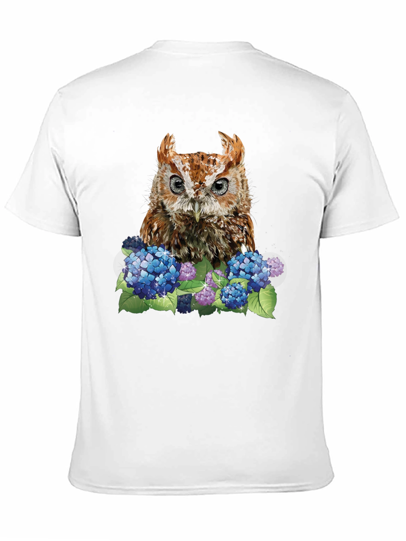 Owl & Hydrangea Graphic Tee - Black T-Shirt