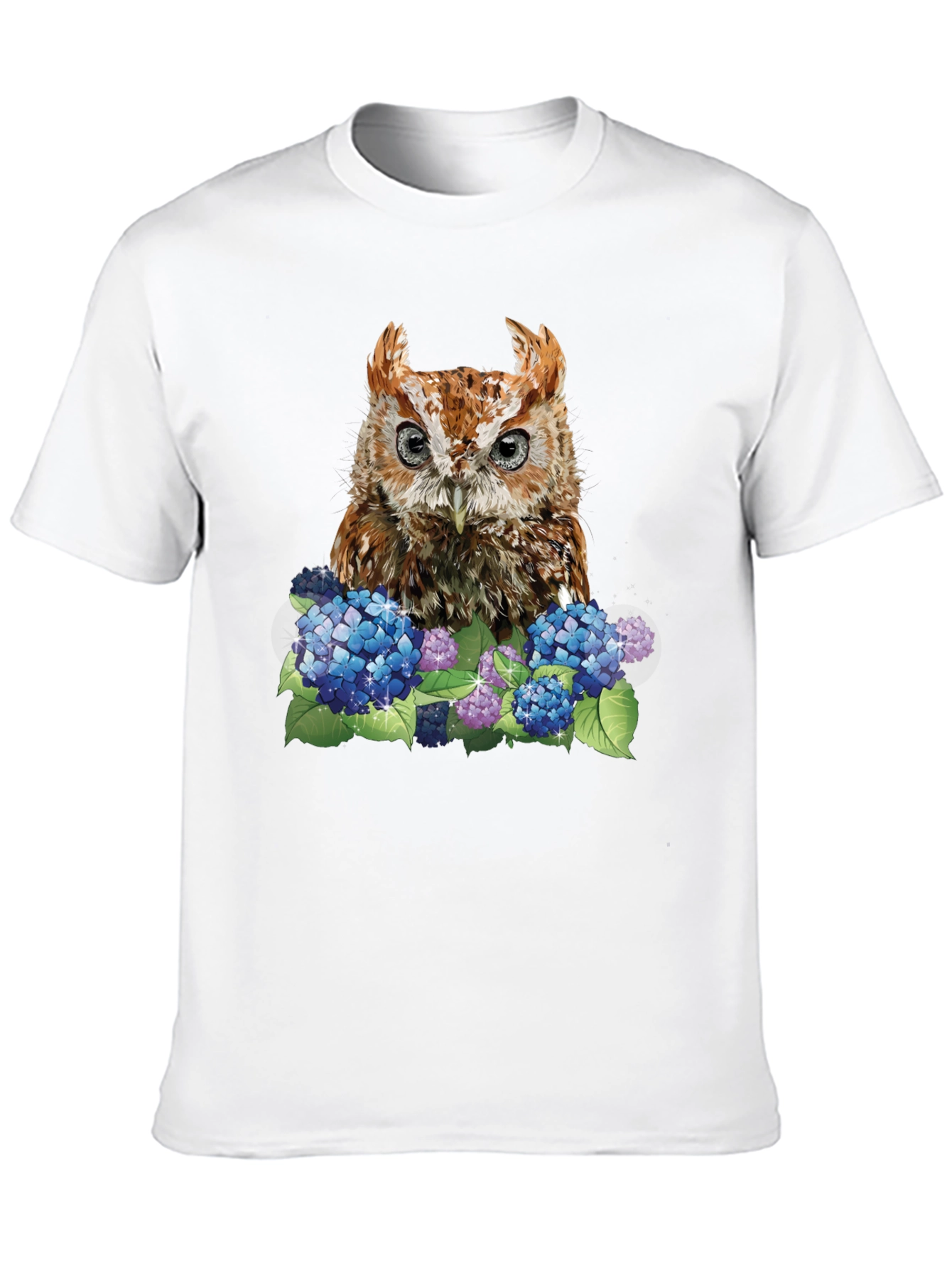 Owl & Hydrangea Graphic Tee - Black T-Shirt