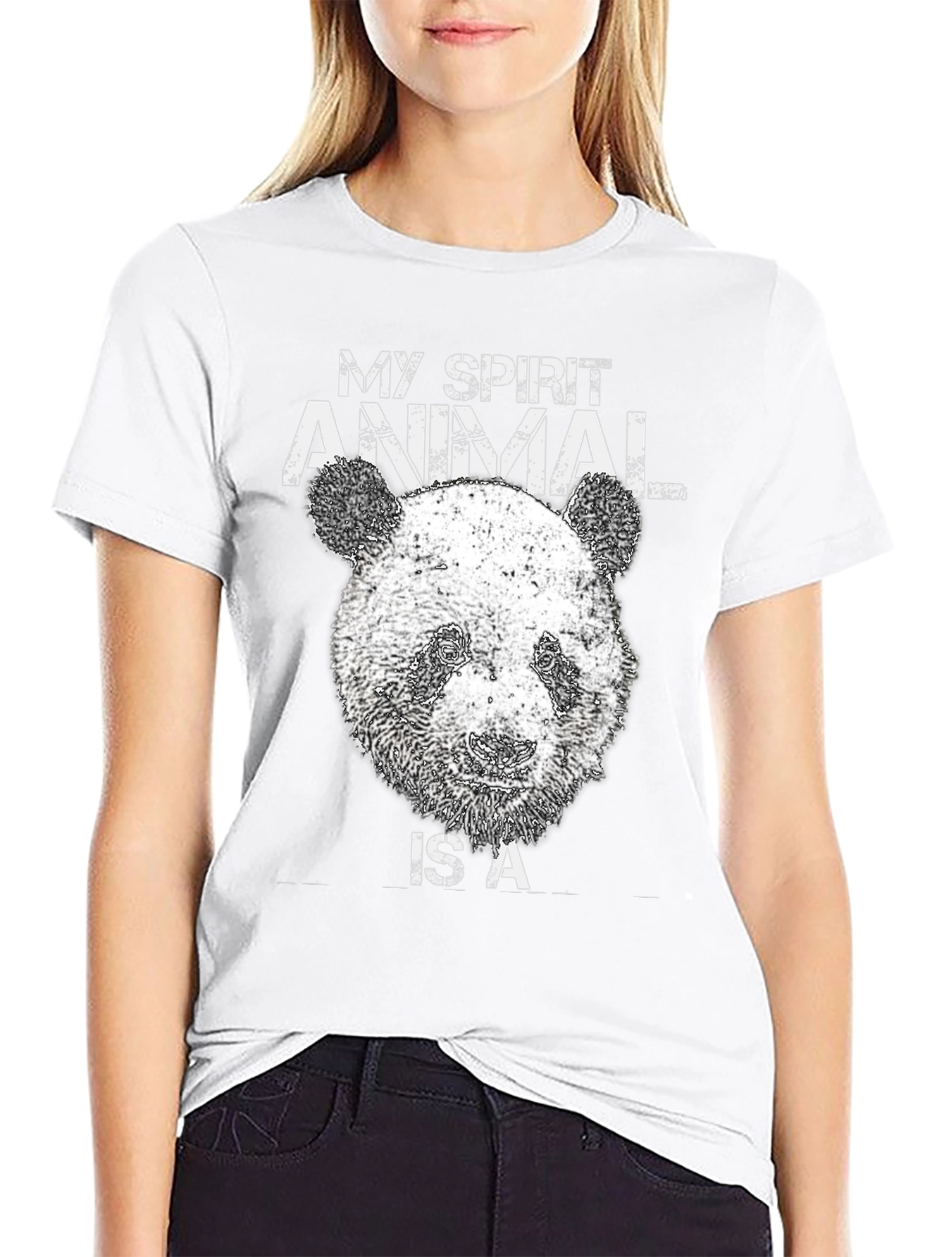 Panda Spirit Animal Black Graphic T-Shirt