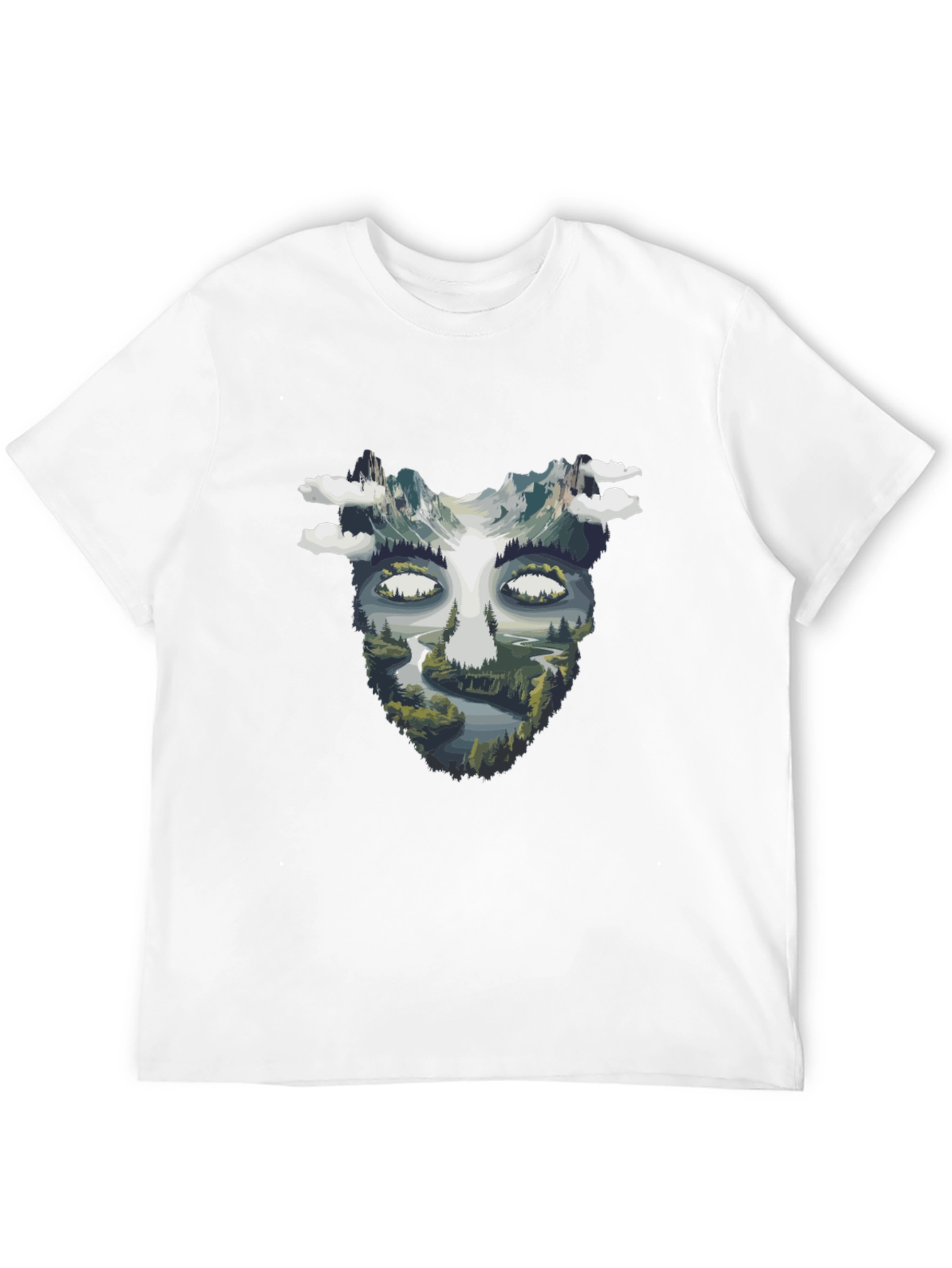 Nature Face Graphic Black T-Shirt