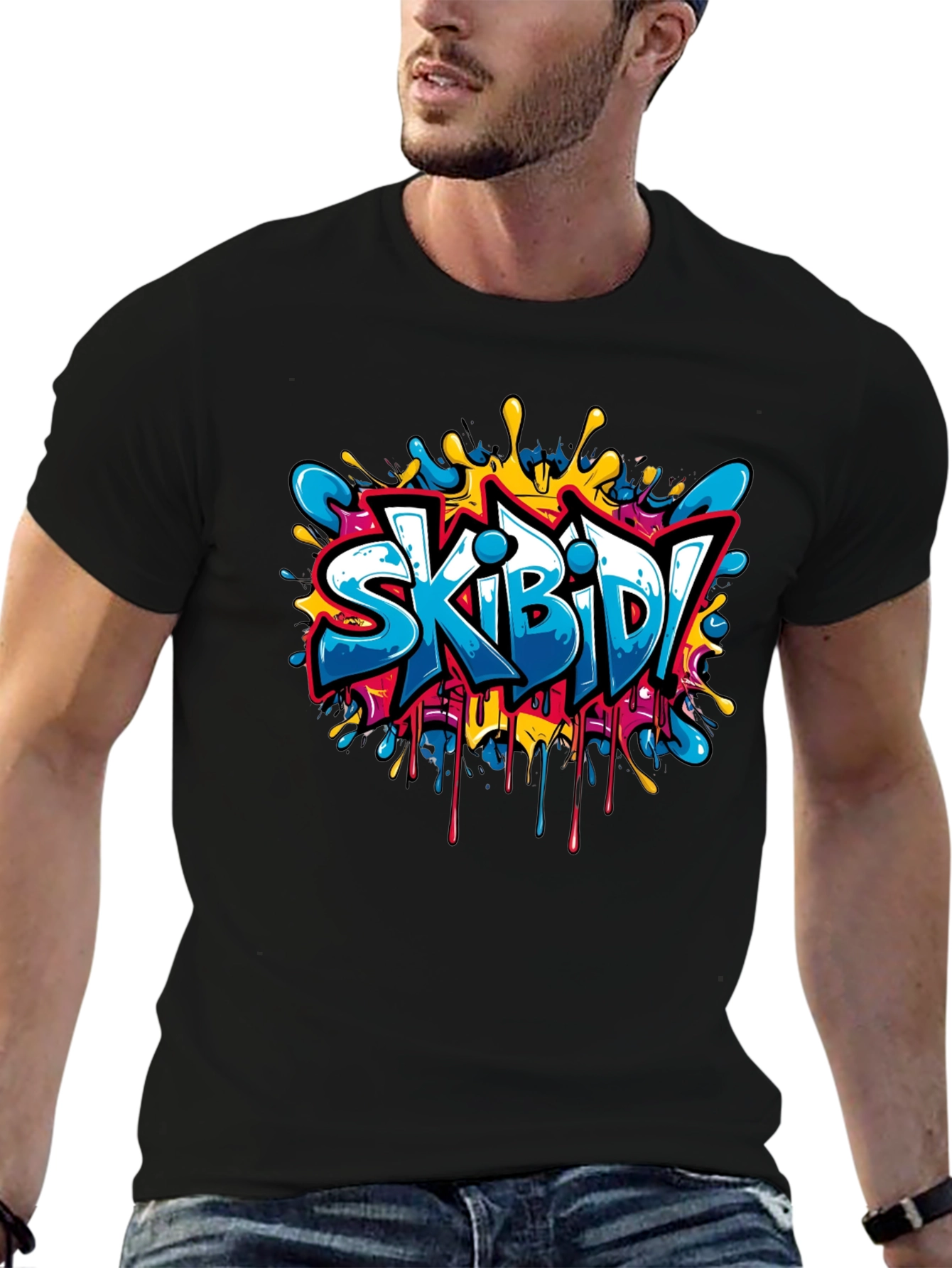 Skibidi Graffiti Style Black T-Shirt