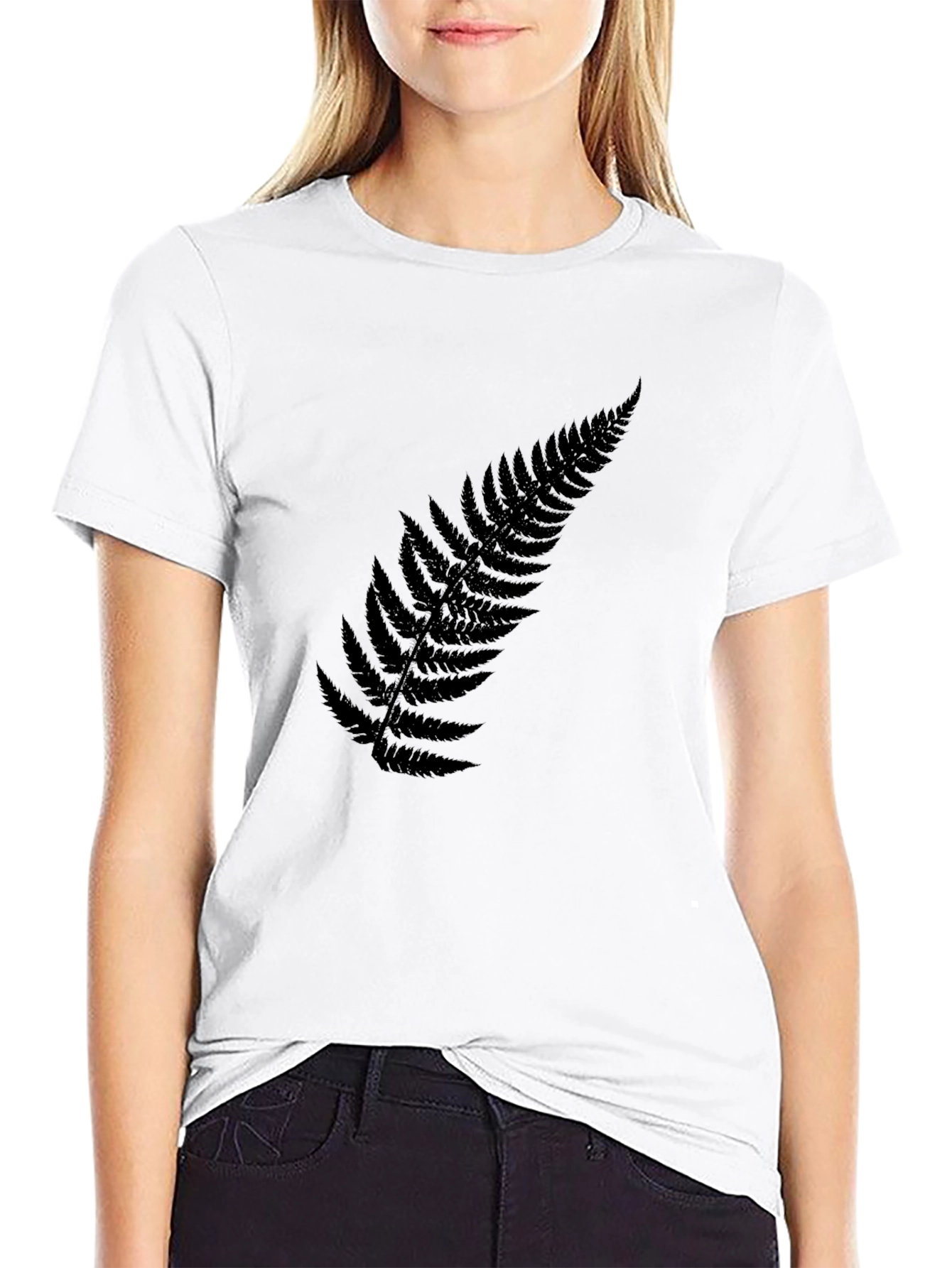 Black Fern Leaf T-Shirt - Casual Style