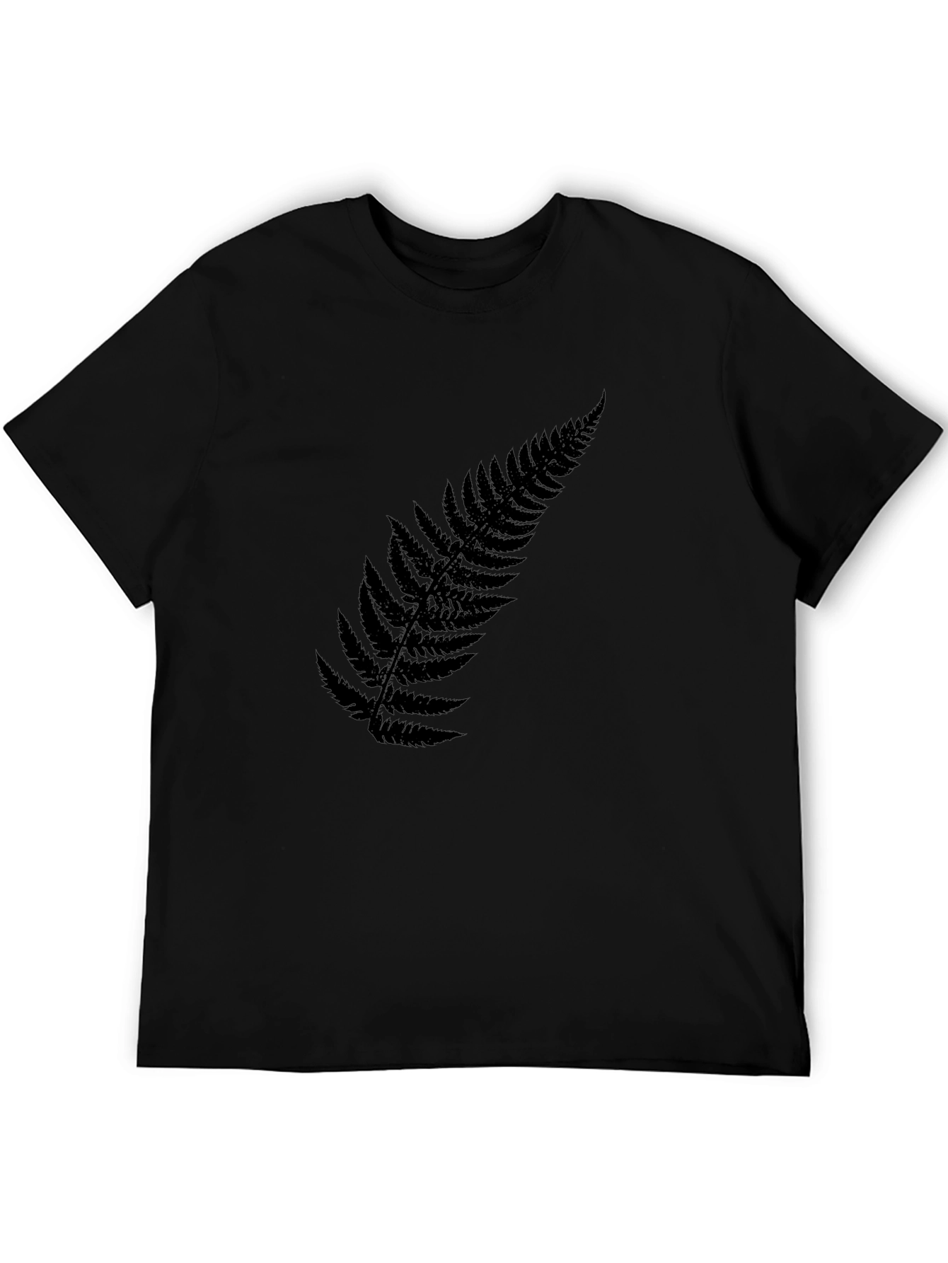 Black Fern Leaf T-Shirt - Casual Style