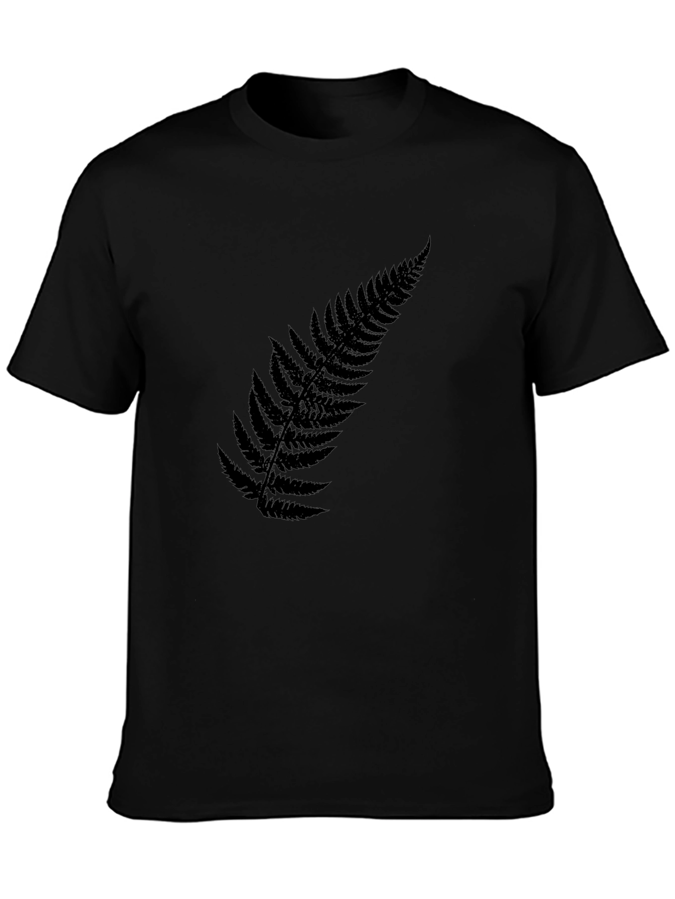 Black Fern Leaf T-Shirt - Casual Style
