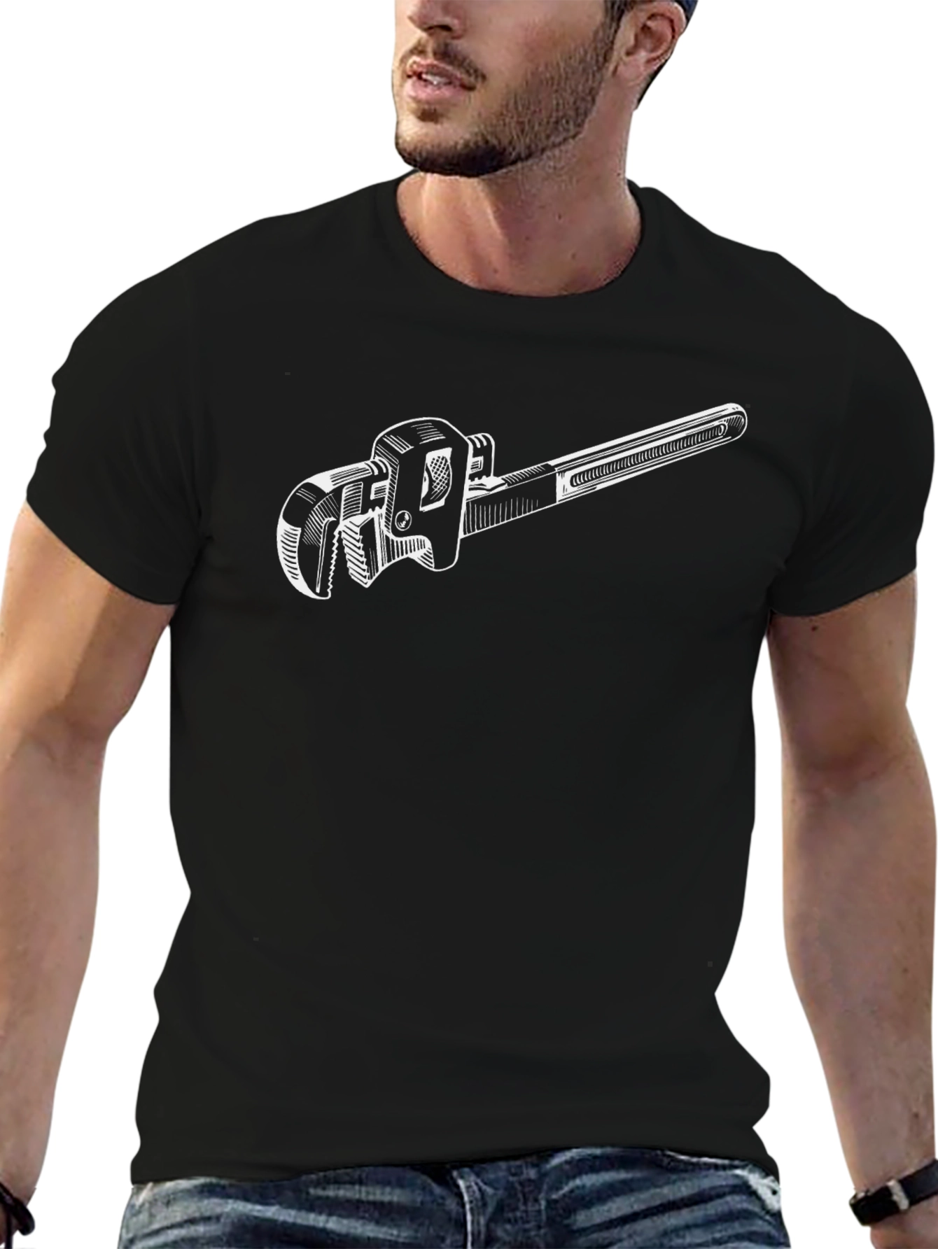 Wrench Graphic Tee - Black Cotton Blend